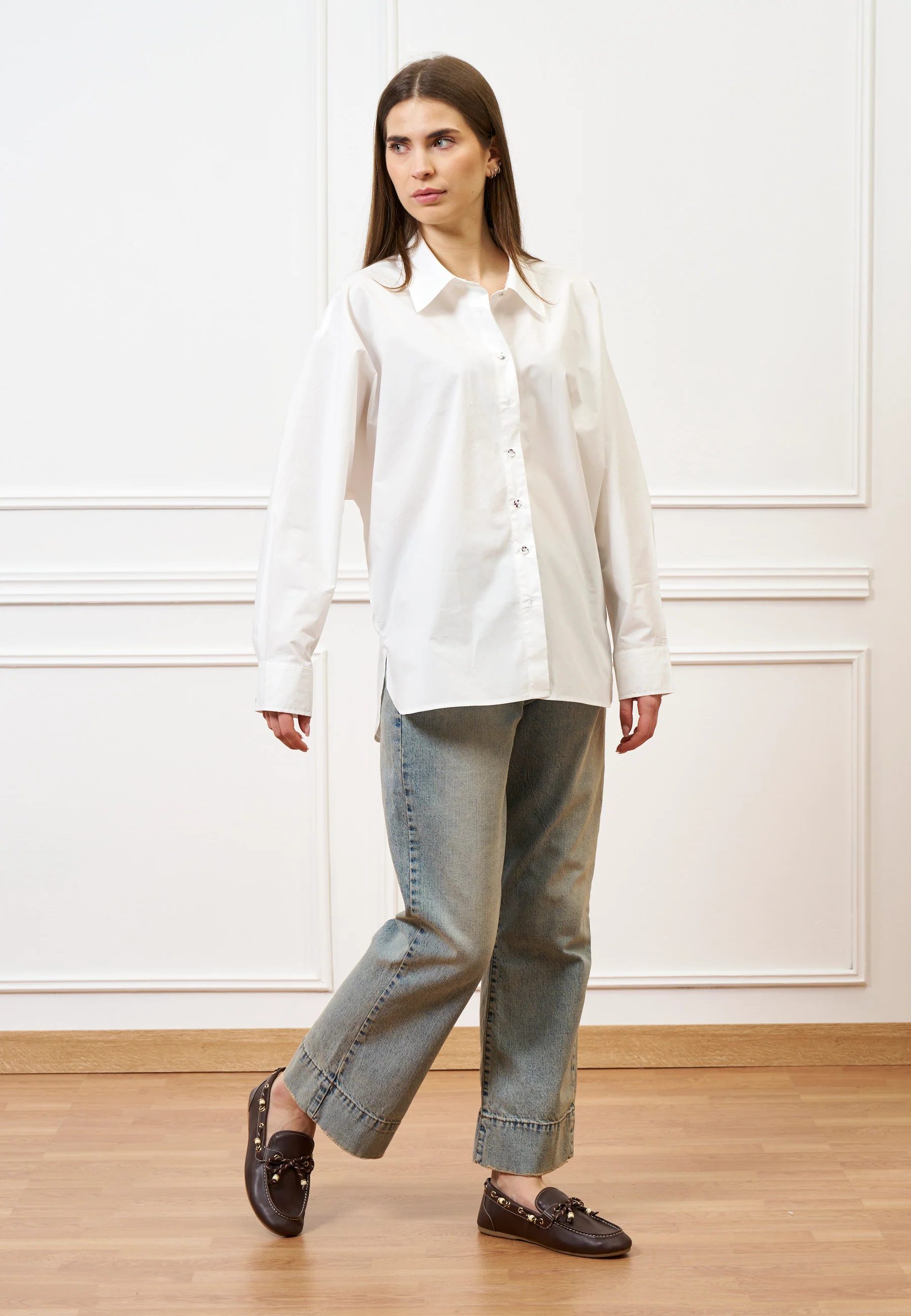 Jeans cropped con cucitura alta fondo - JEANS - Image 7