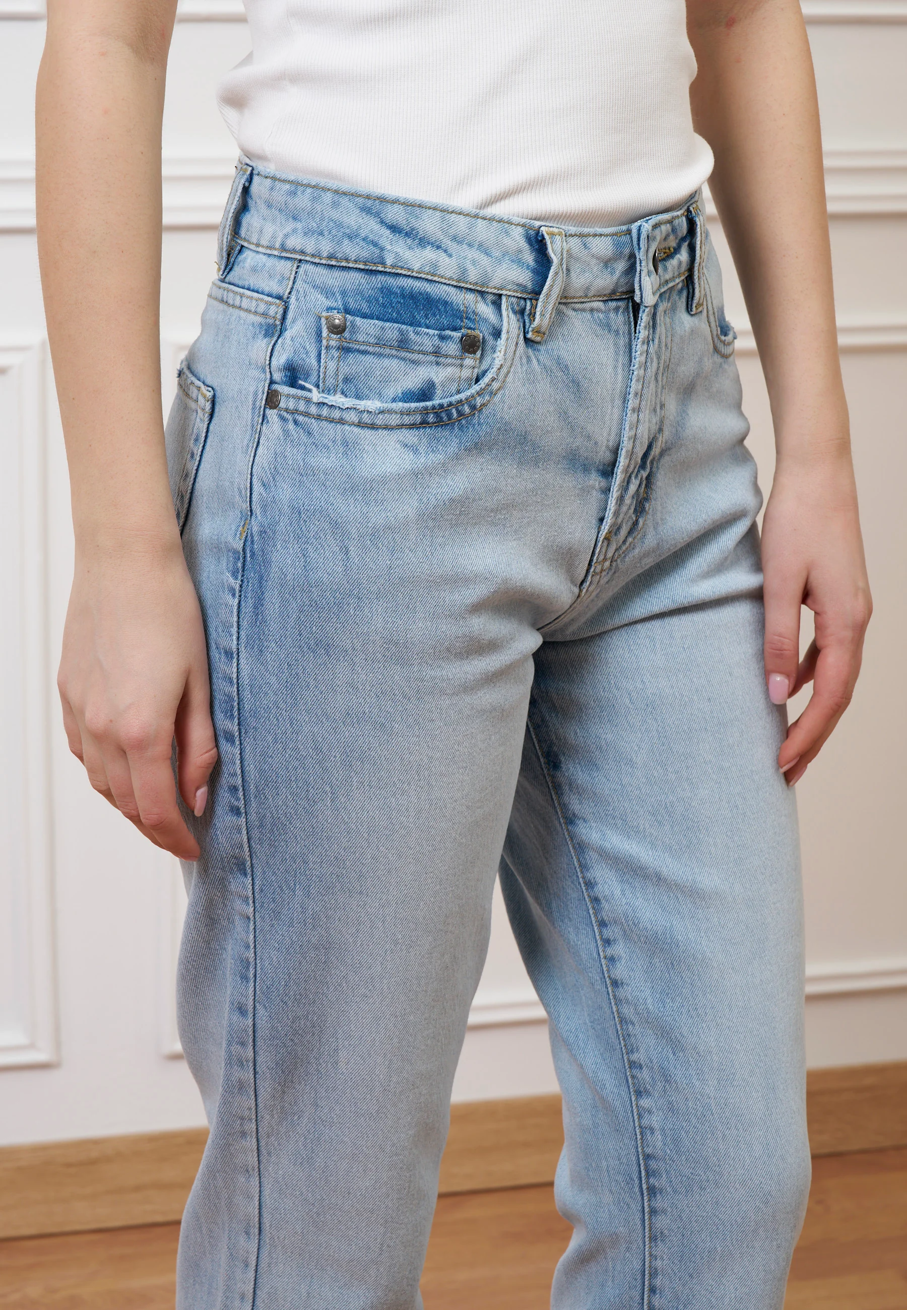 Jeans dritti a vita alta - JEANS CHIARO - Image 3