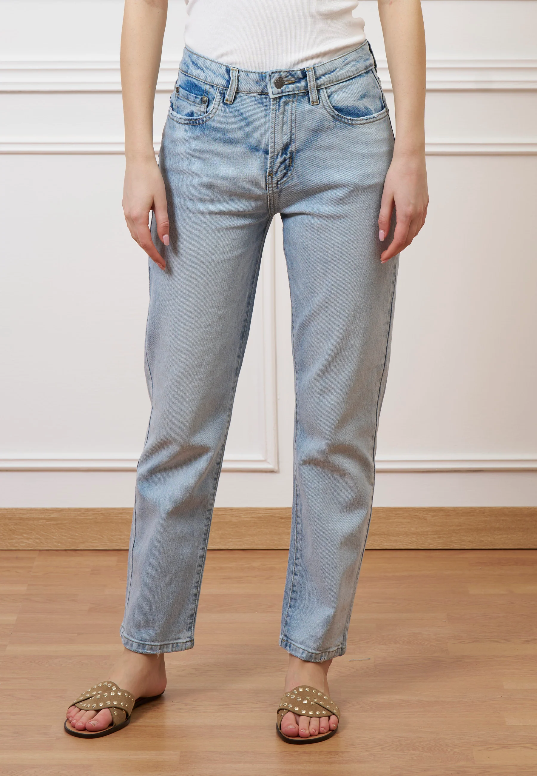 Jeans dritti a vita alta - JEANS CHIARO - Image 5