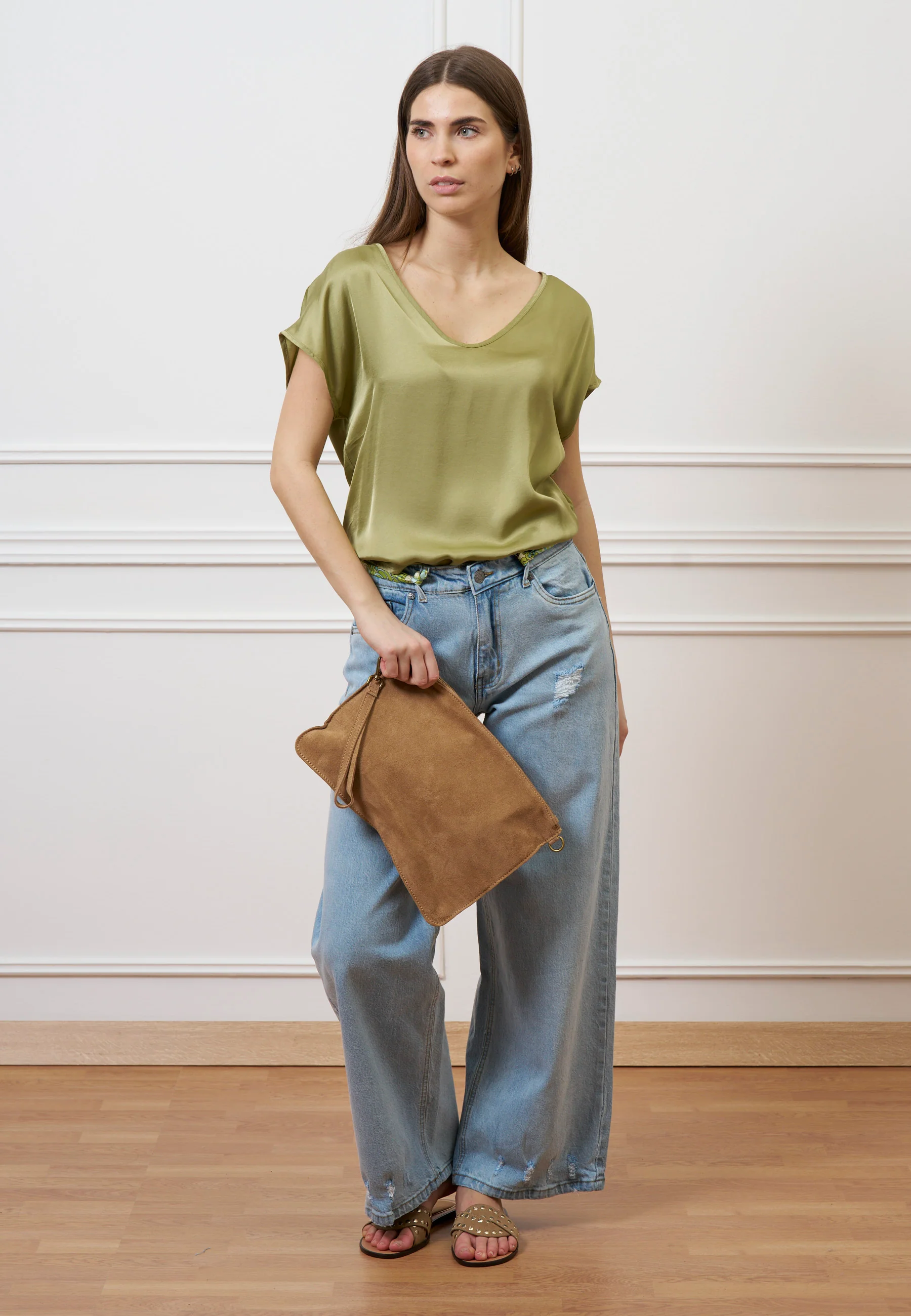 Jeans palazzo a vita alta - JEANS CHIARO - Image 10