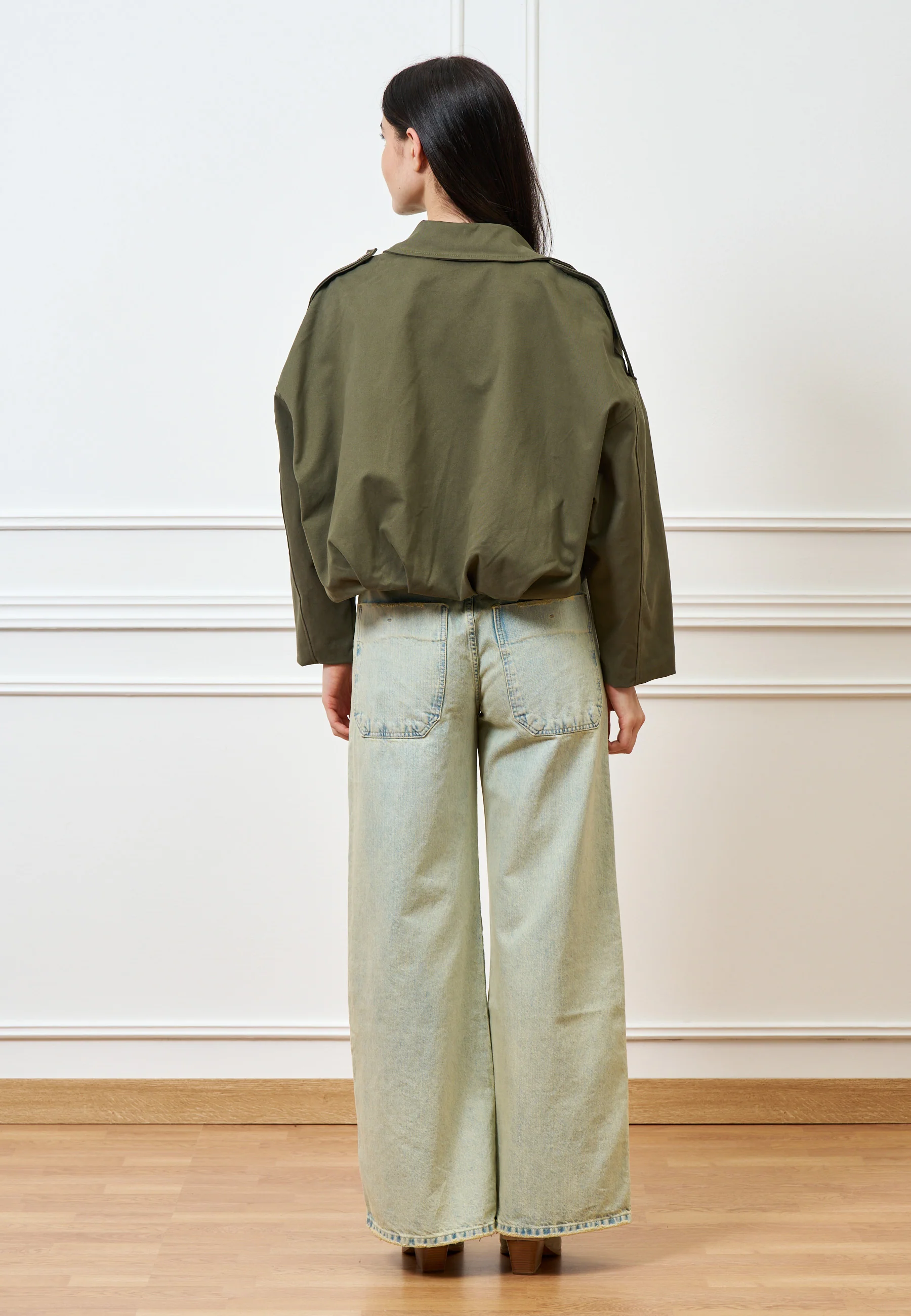 Jeans palazzo a vita alta slavato - JEANS - Image 7