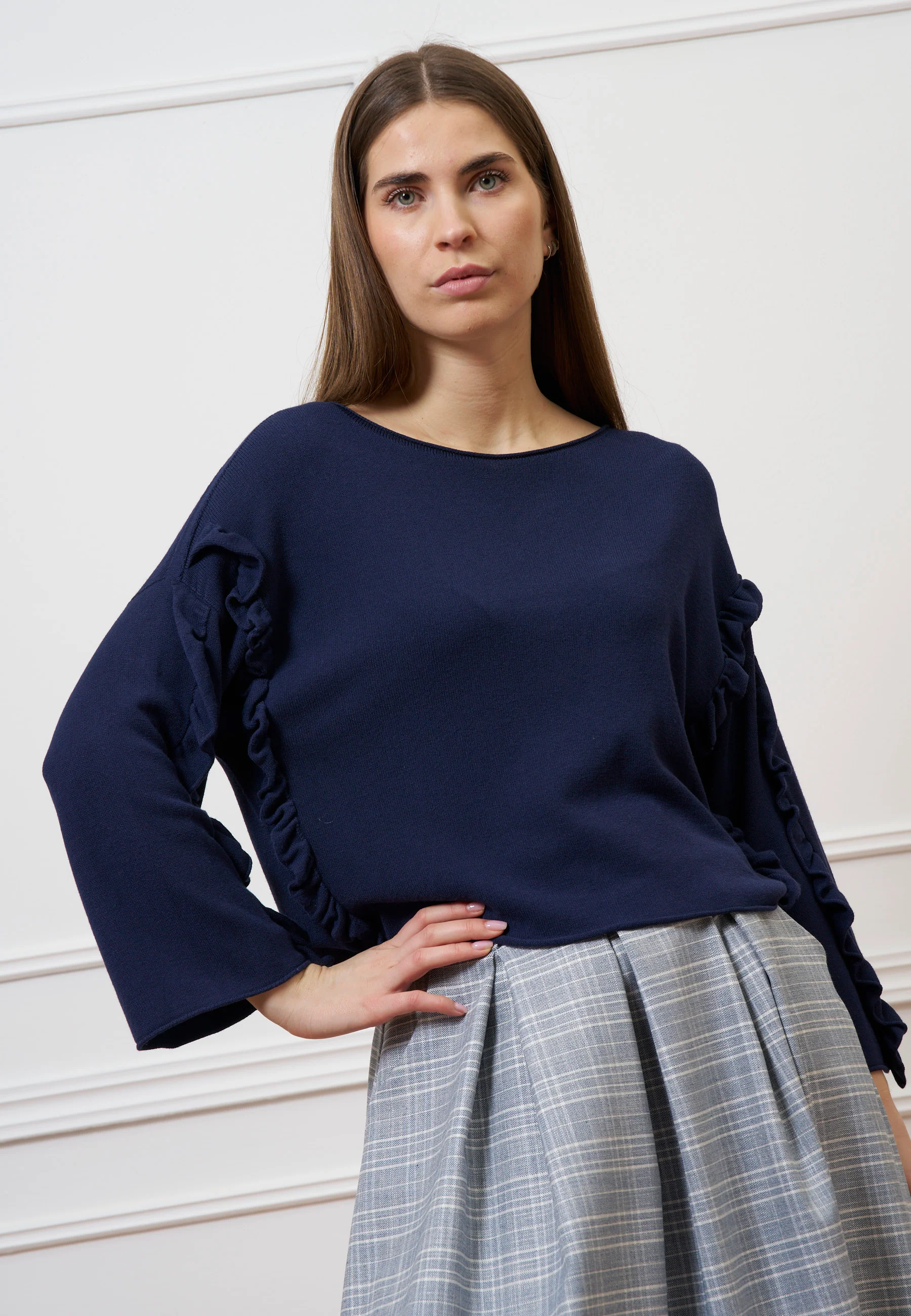 Maglia a scatola con rouches - BLU - Image 5