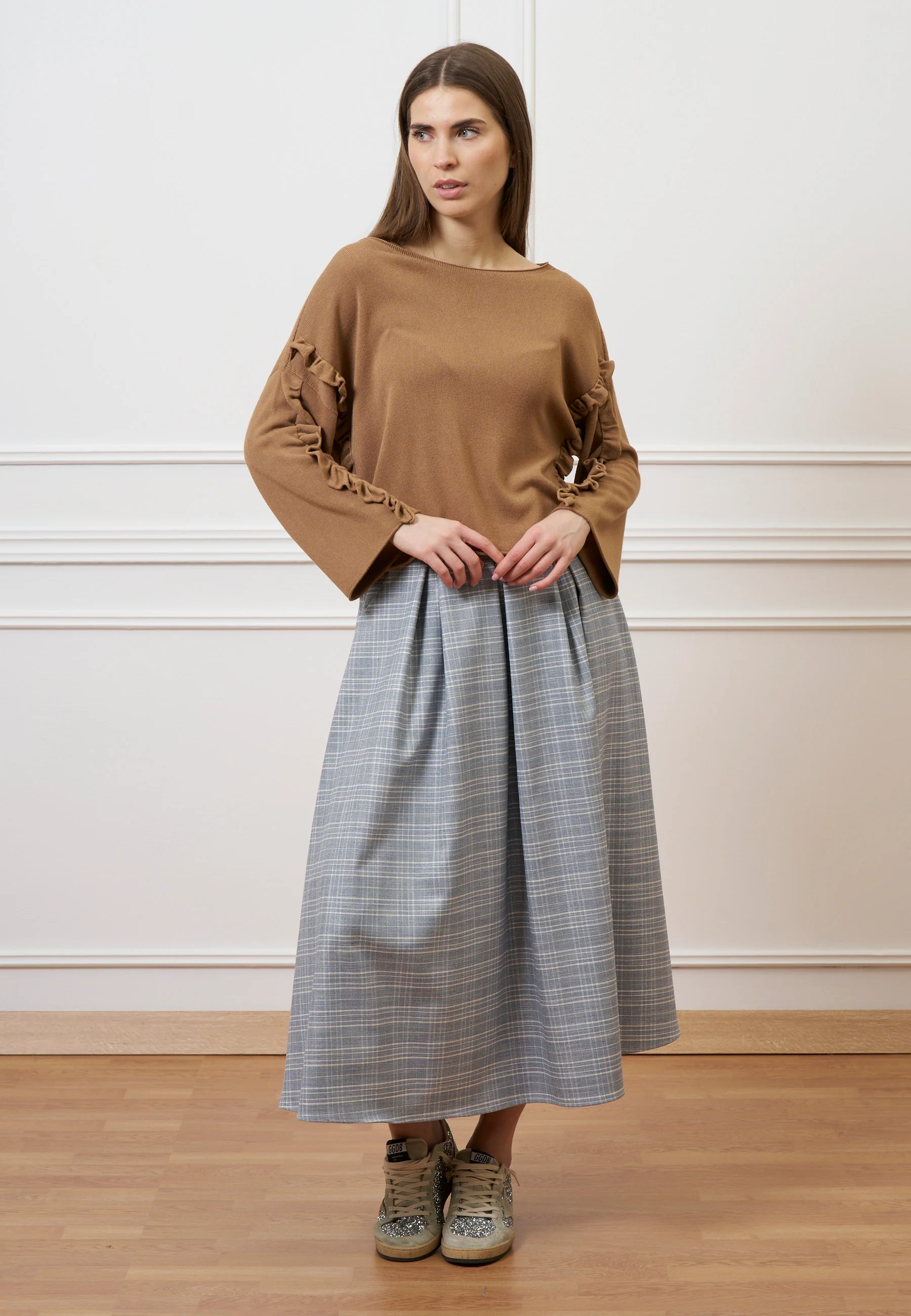 Maglia a scatola con rouches - NOCCIOLA - Image 4