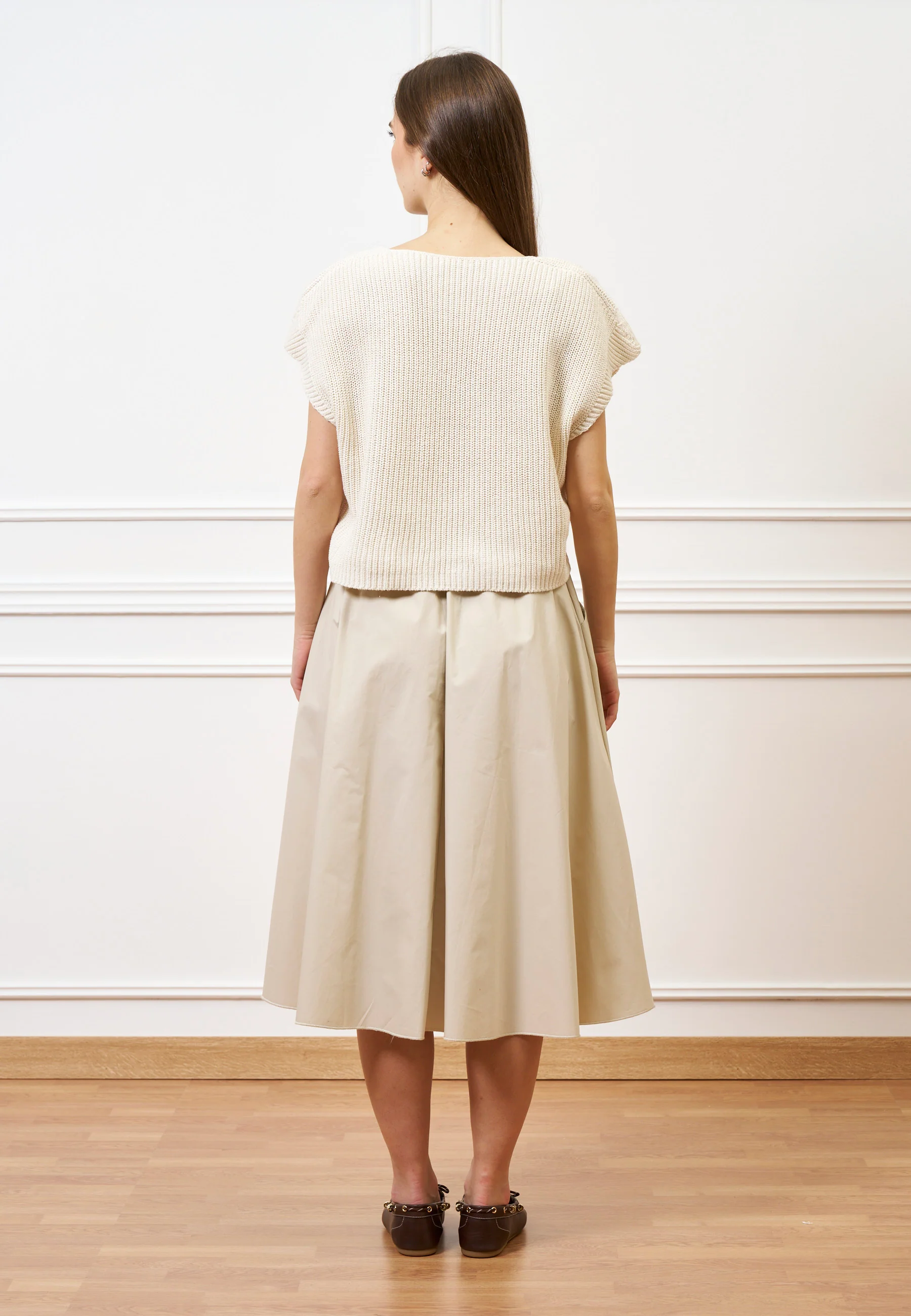 Maglia gilet con scollo profondo - AVORIO - Image 5