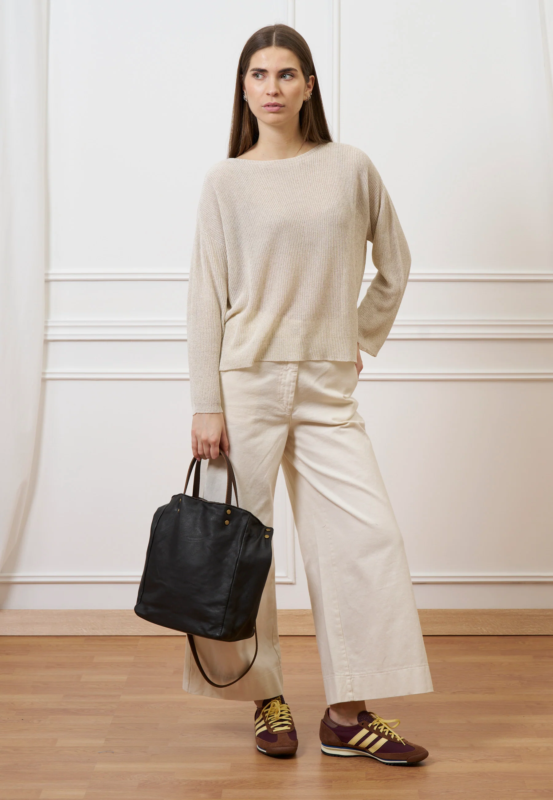 Maglia in misto lino  - BEIGE - Image 3
