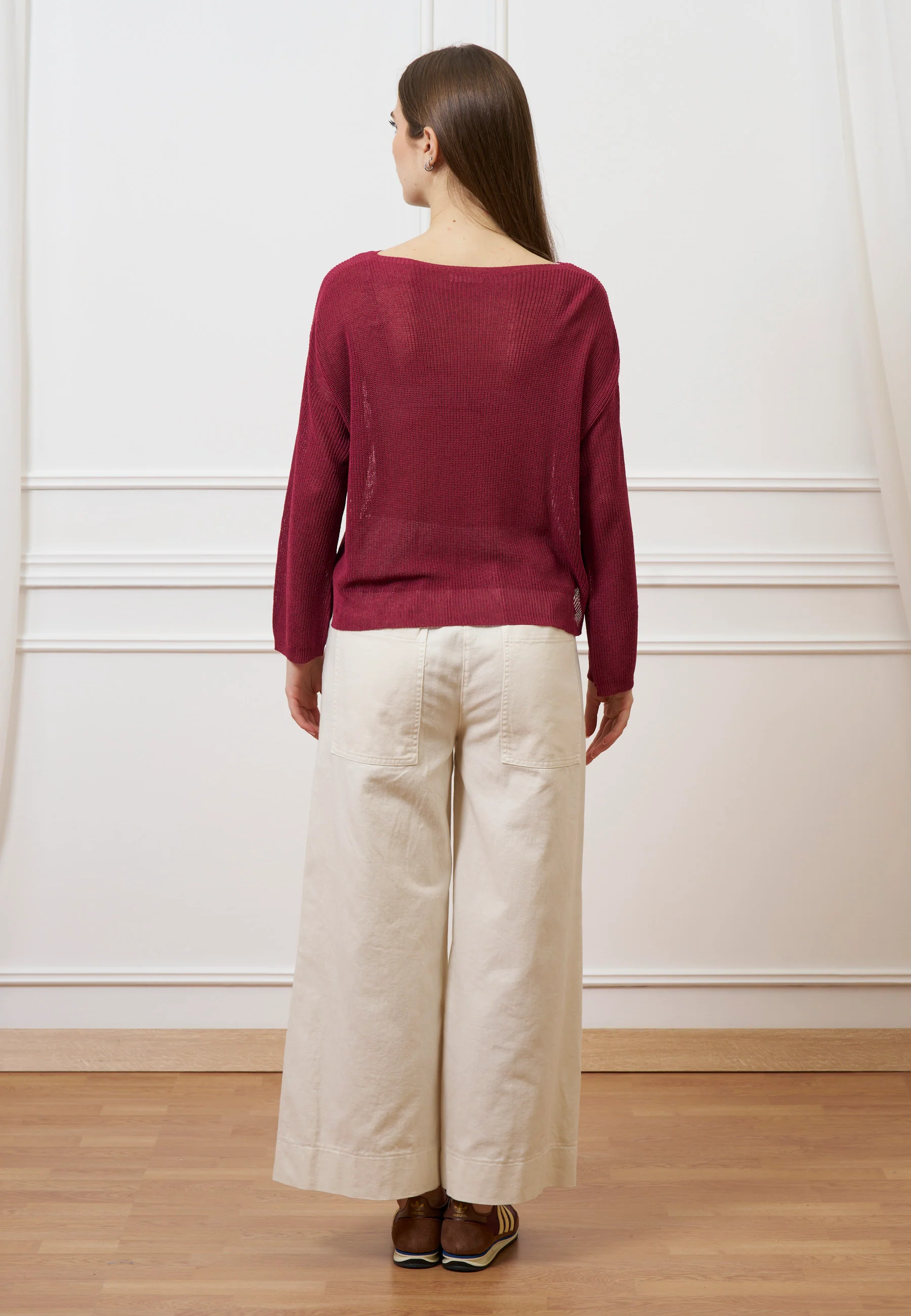Maglia in misto lino - BORDEAUX - Image 5