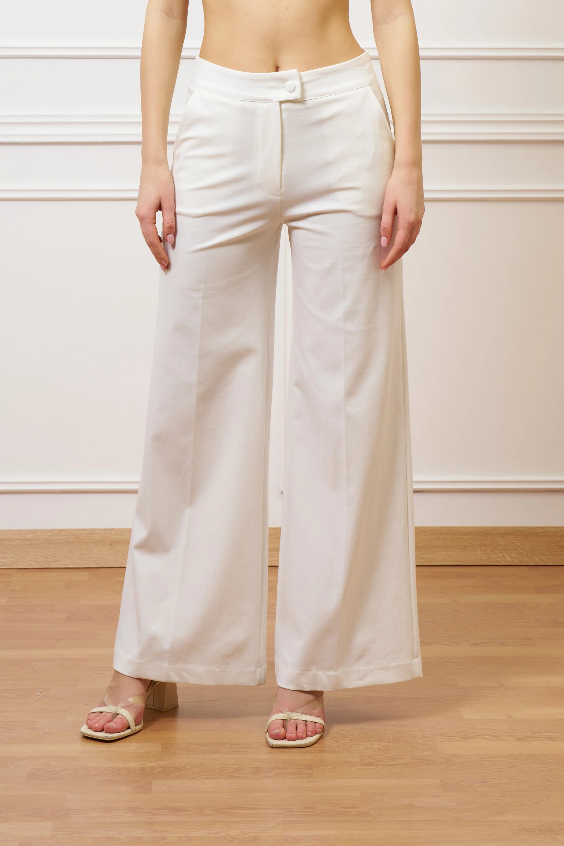 Pantalone a palazzo in punto milano - AVORIO - Image 3