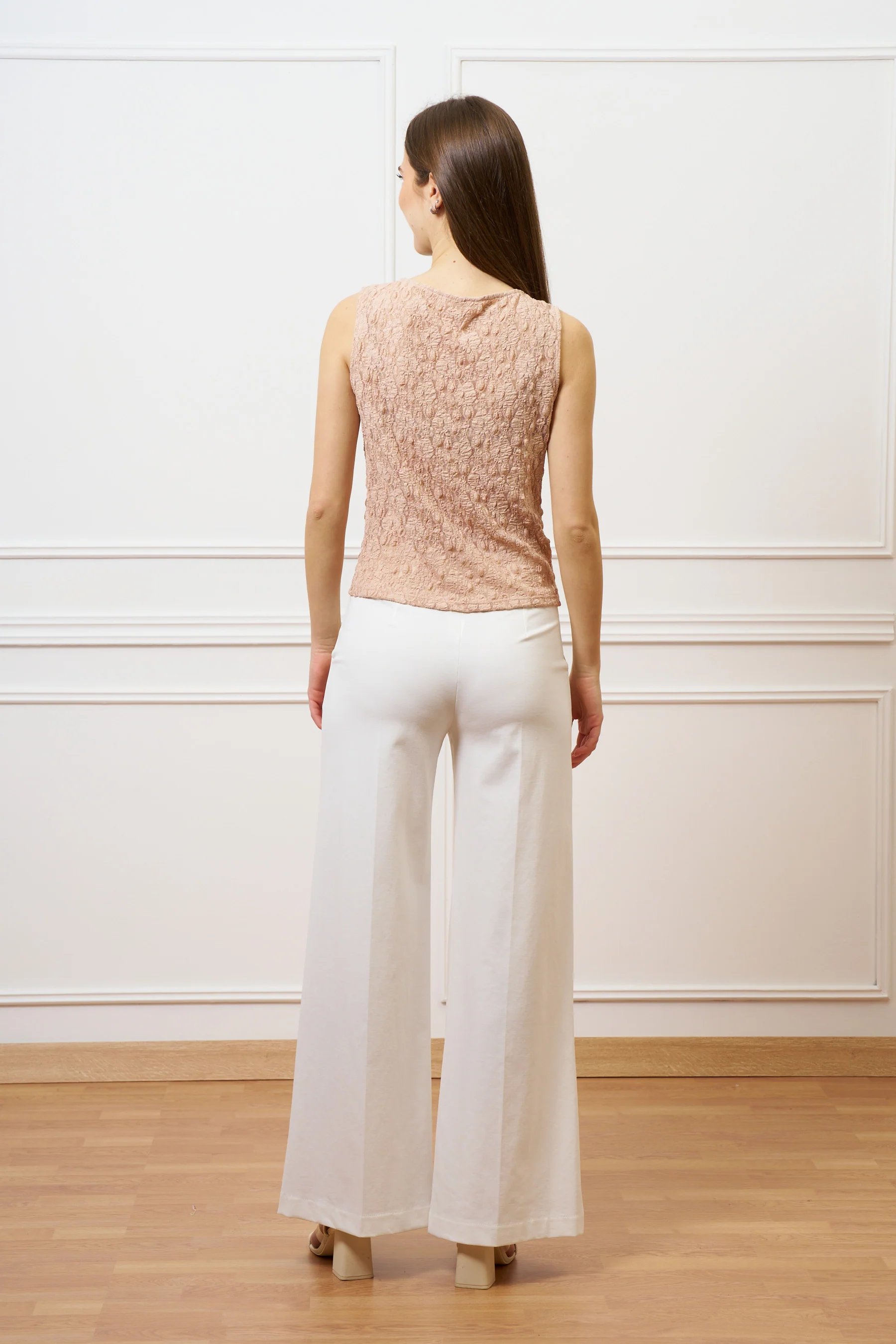 Pantalone a palazzo in punto milano - AVORIO - Image 7