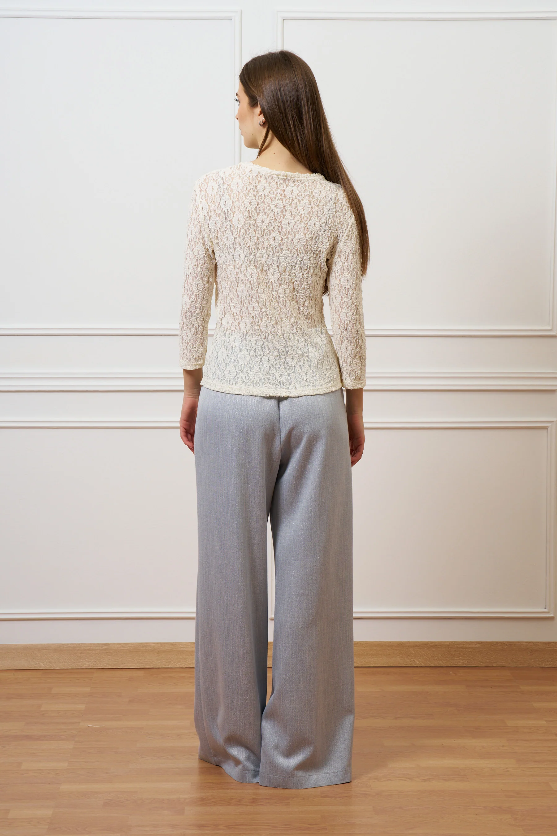 Pantalone ampio con lurex - CELESTE - Image 7