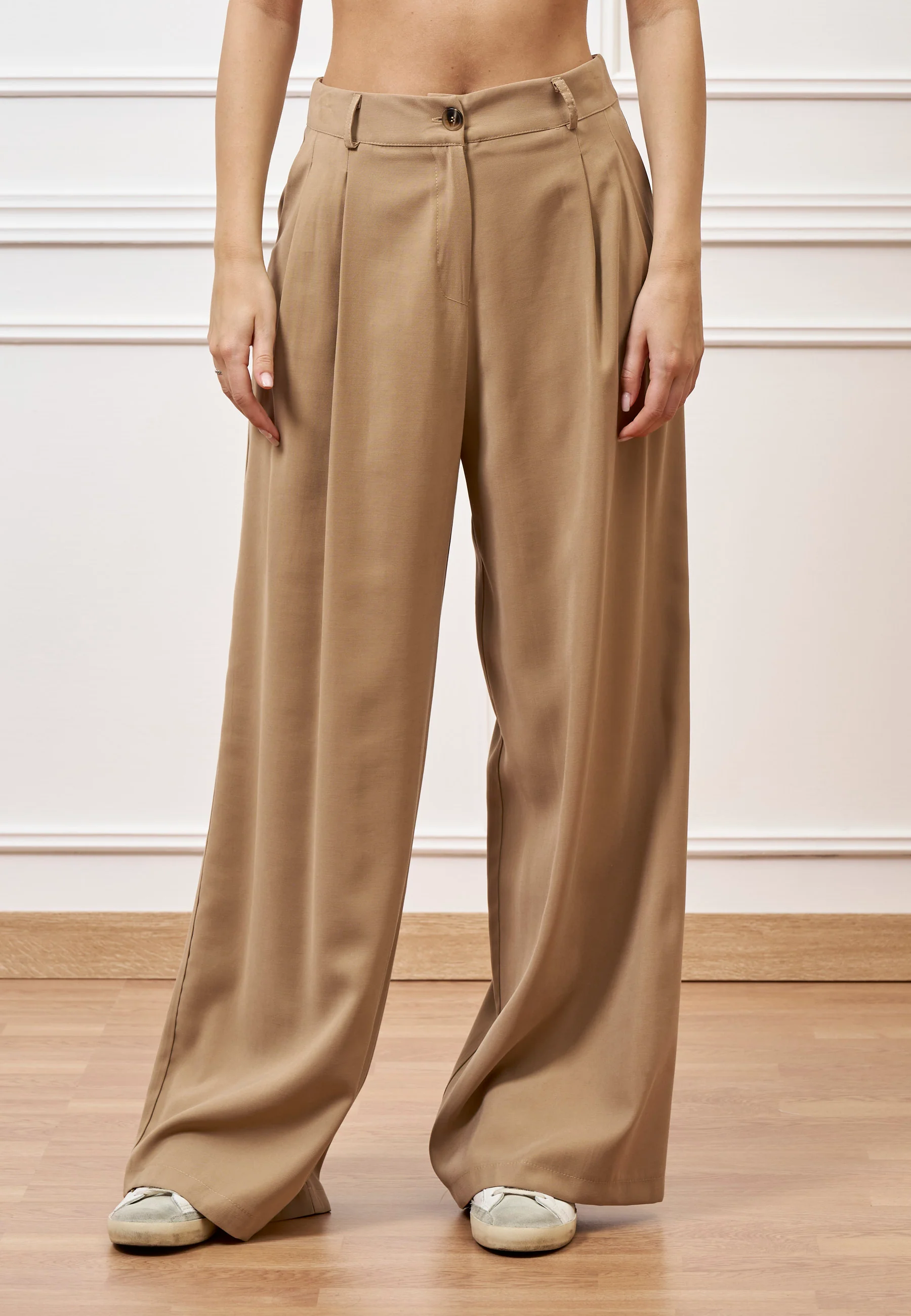 Pantalone ampio con pinces - CAMMELLO - Image 2