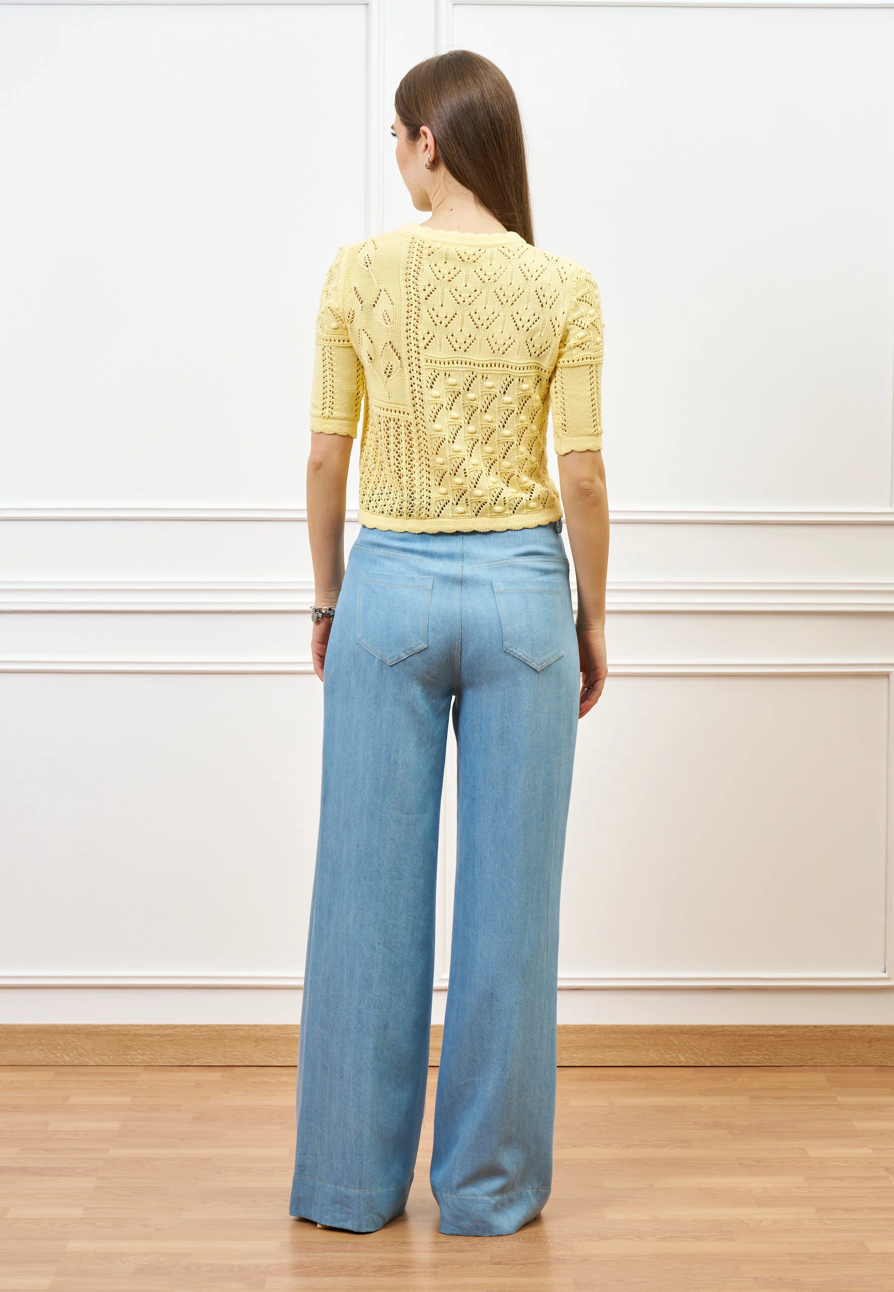 Pantalone ampio effetto denim - CELESTE - Image 8