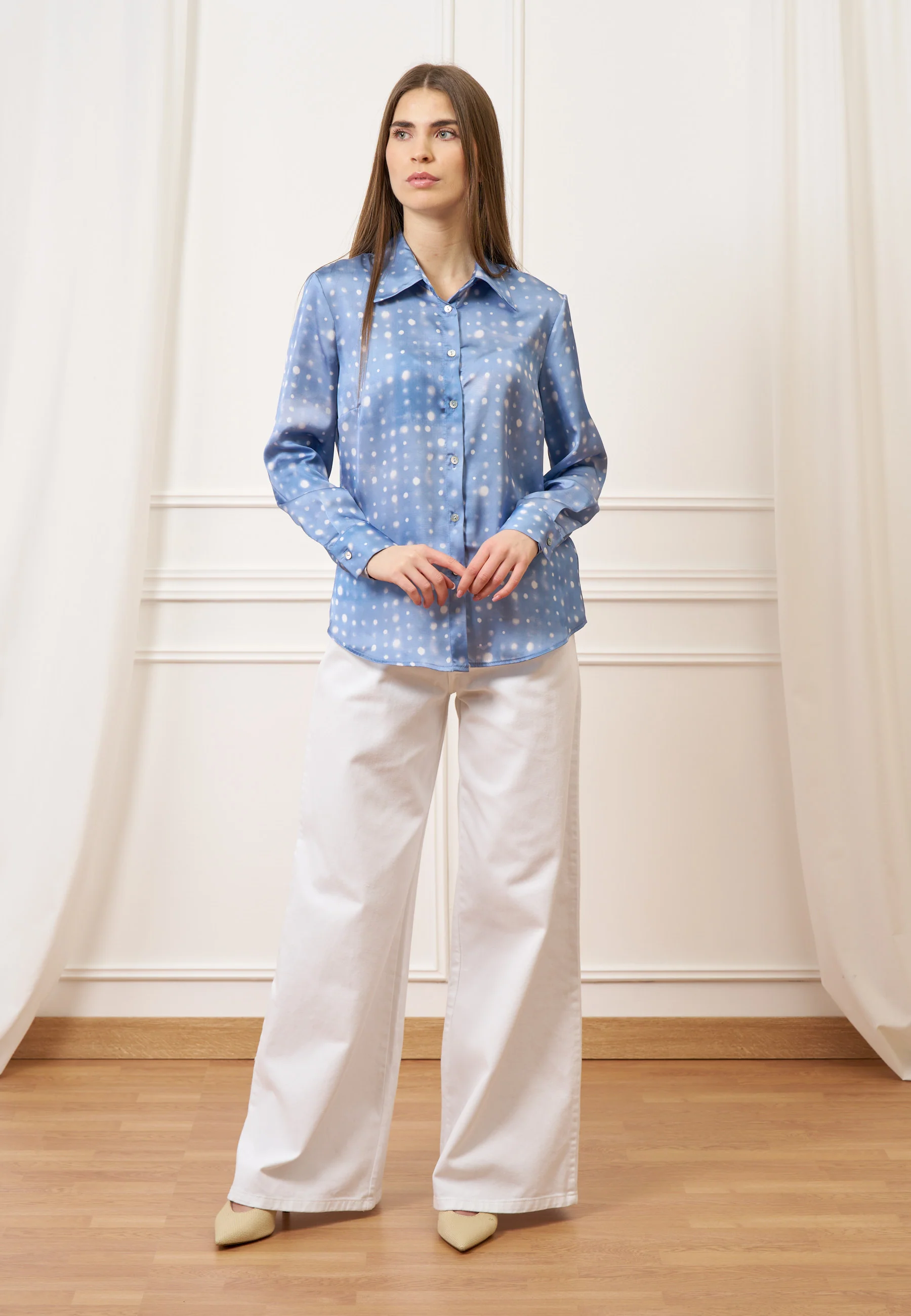 Pantalone ampio in cotone - BIANCO - Image 4