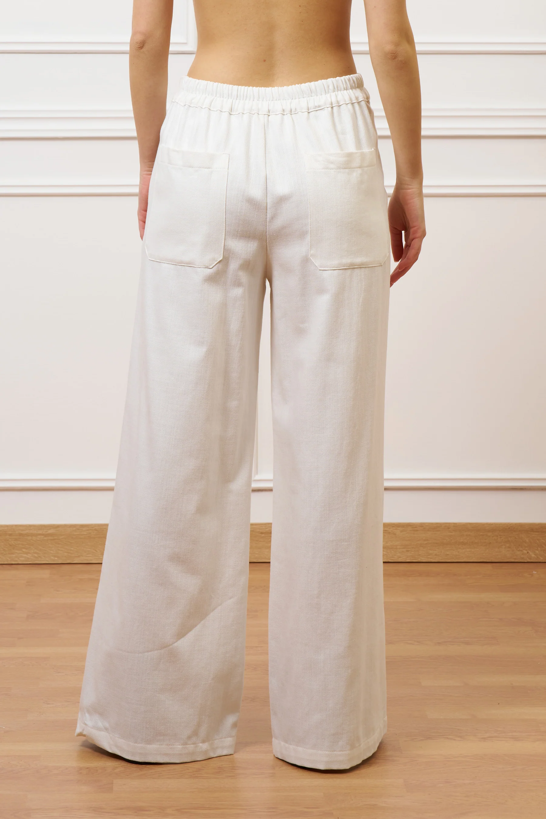 Pantalone ampio in cotone testurizzato - AVORIO - Image 7