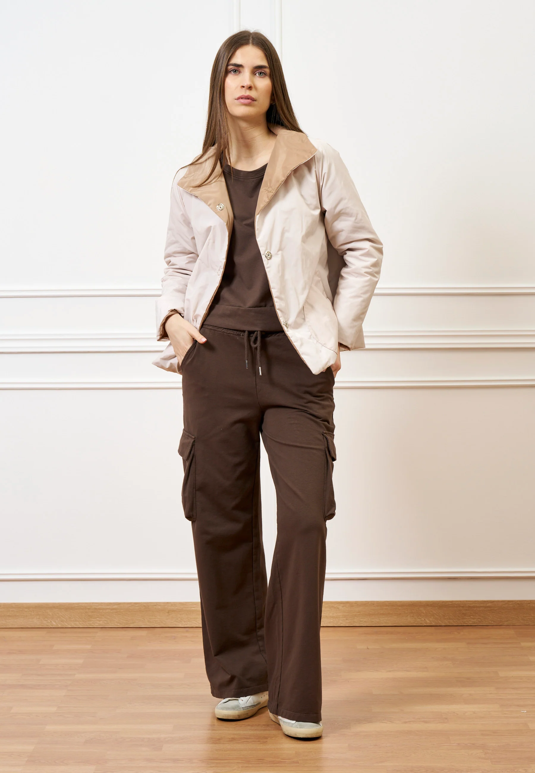 Pantalone cargo in felpa - MARRONE - Image 5