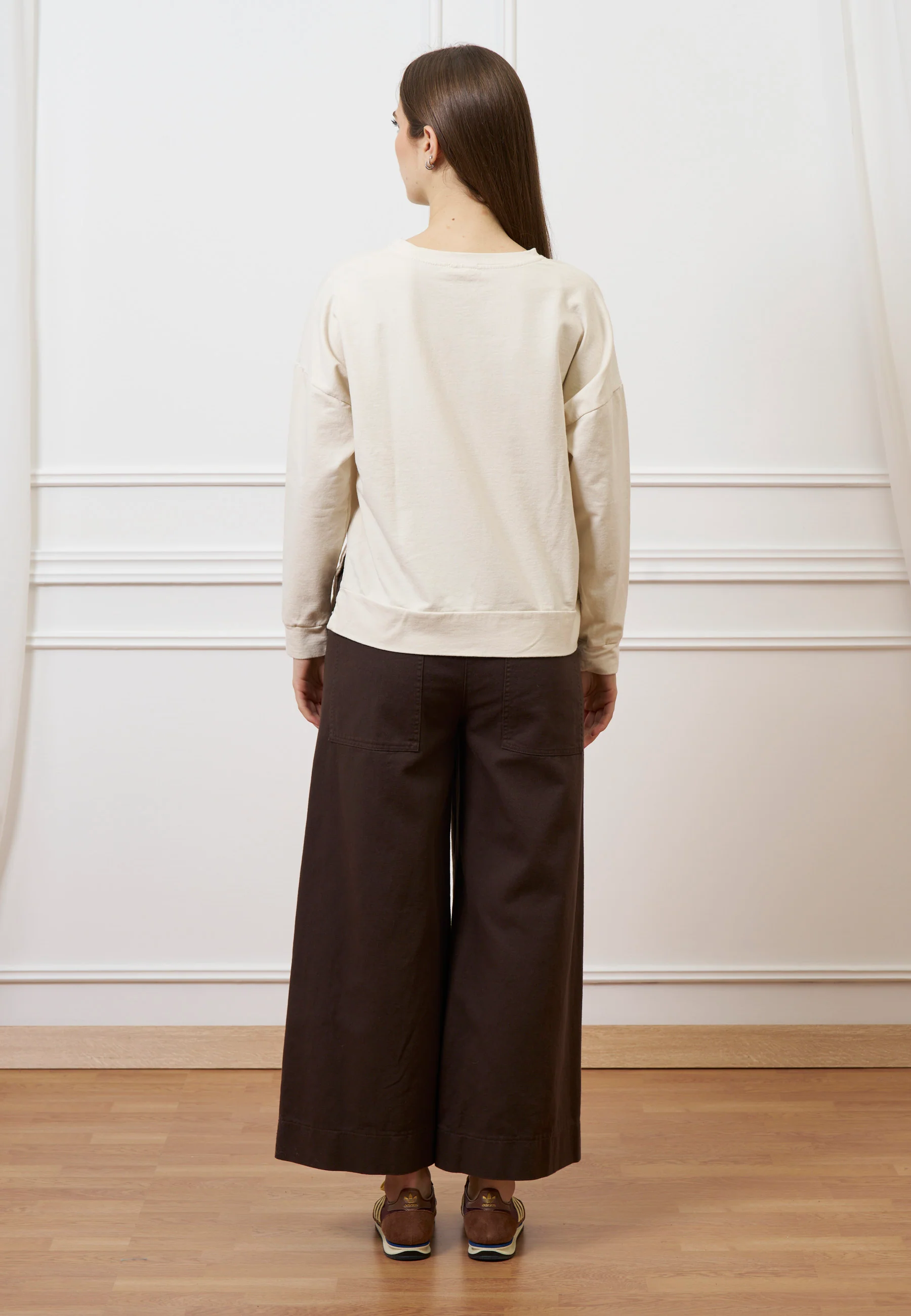 Pantalone cropped in gabardina - MARRONE - Image 6