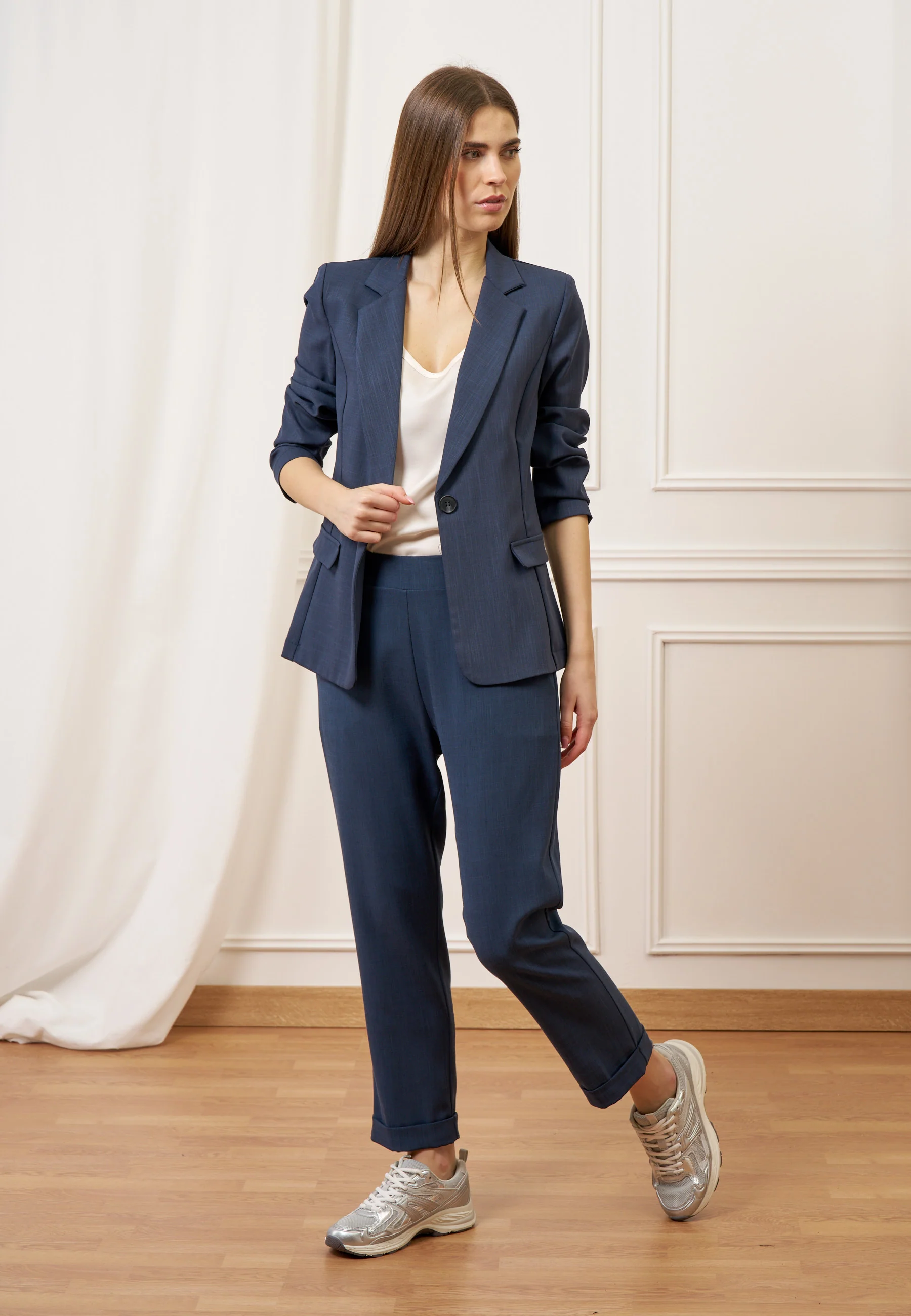Pantalone dritto con risvolto - BLU - Image 4
