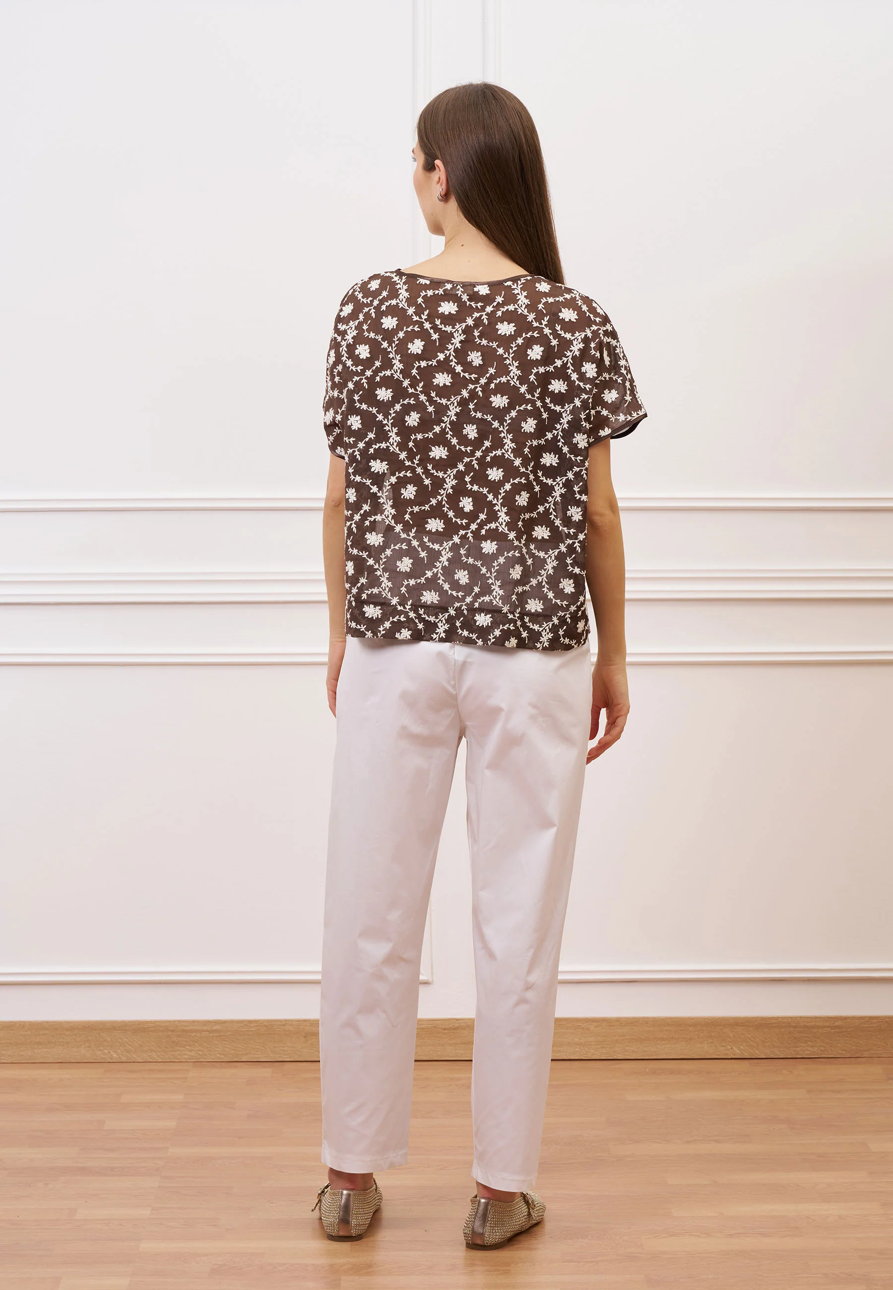 Pantalone in popeline con pince - BIANCO - Image 11