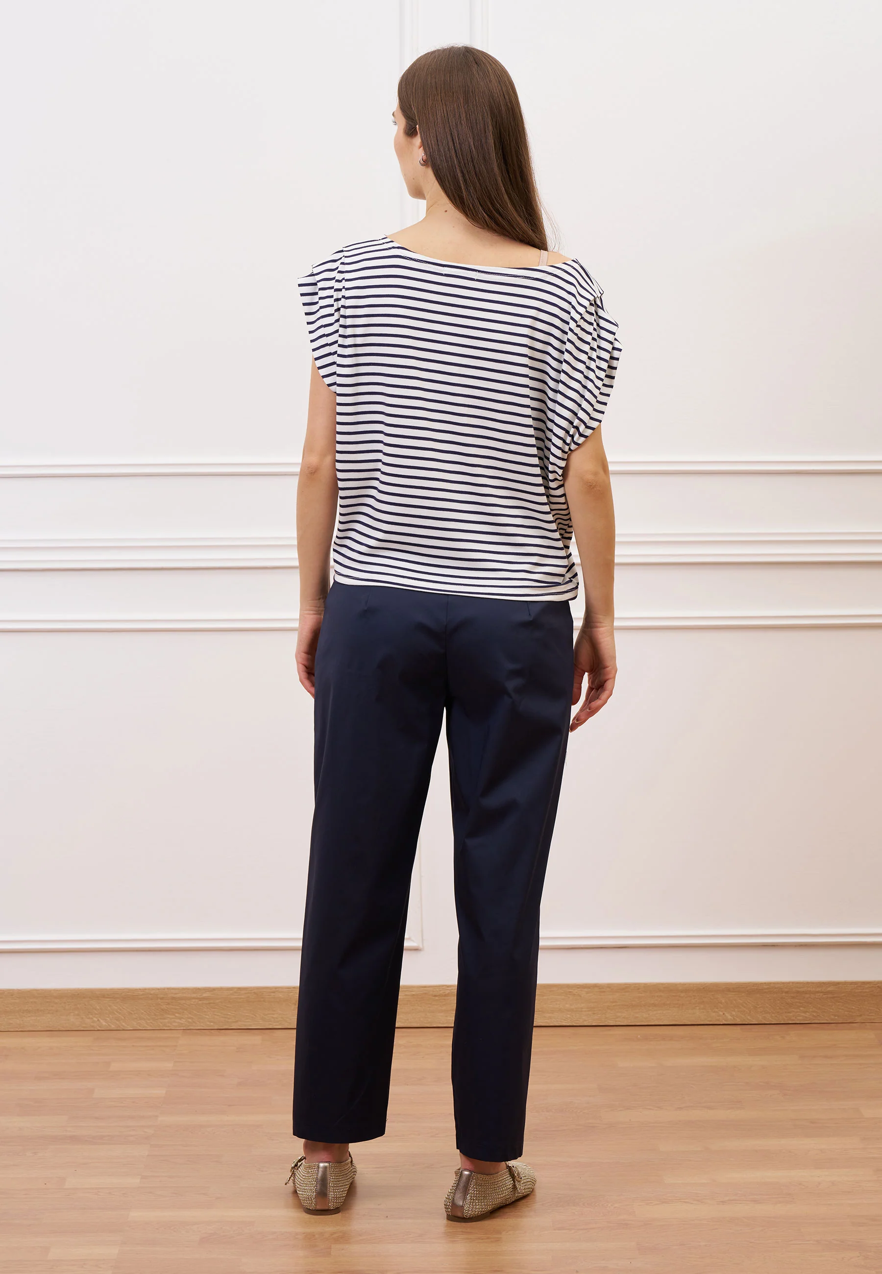 Pantalone in popeline con pince - BLU - Image 8