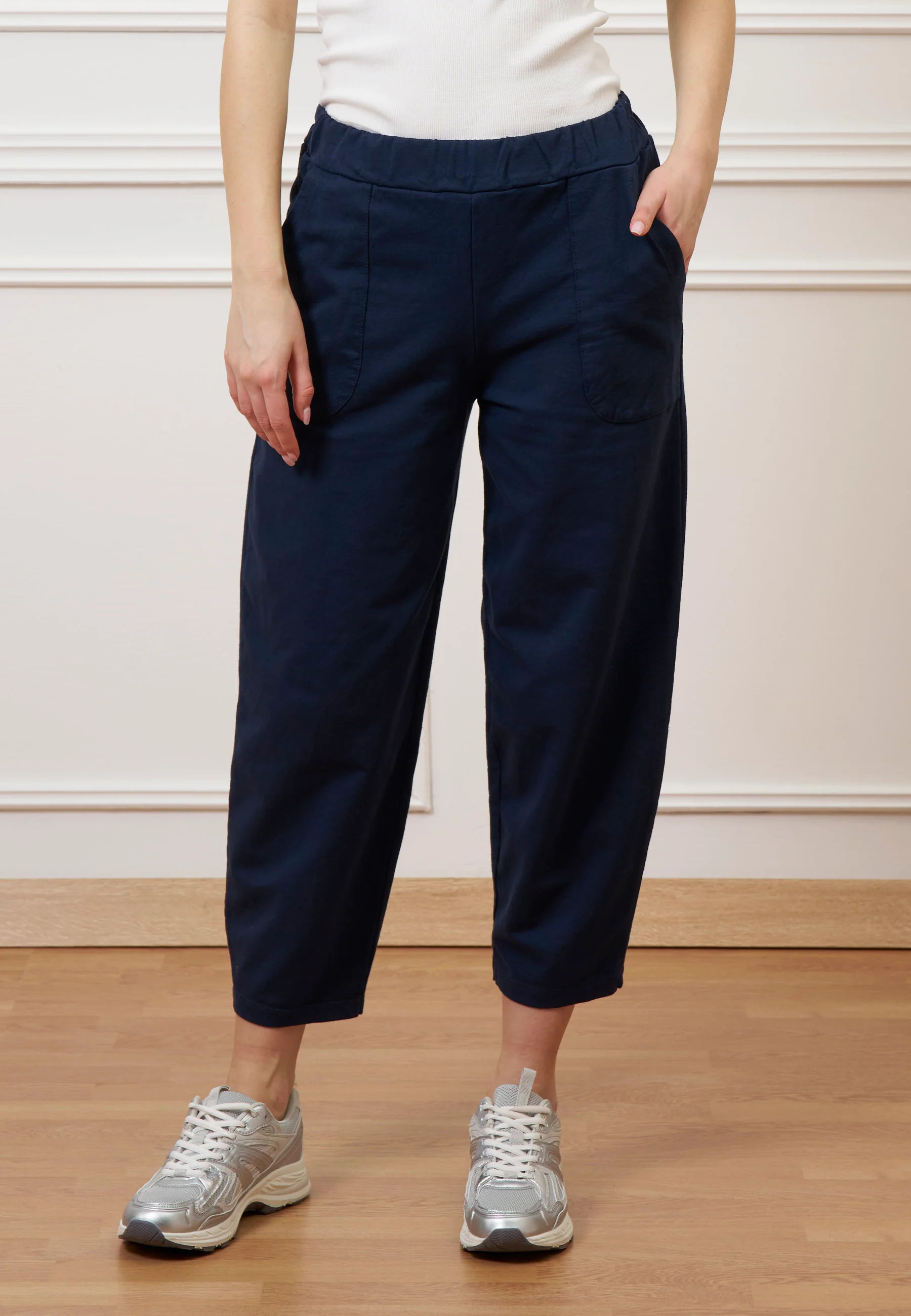 Pantalone mom fit in felpa  - BLU - Image 2