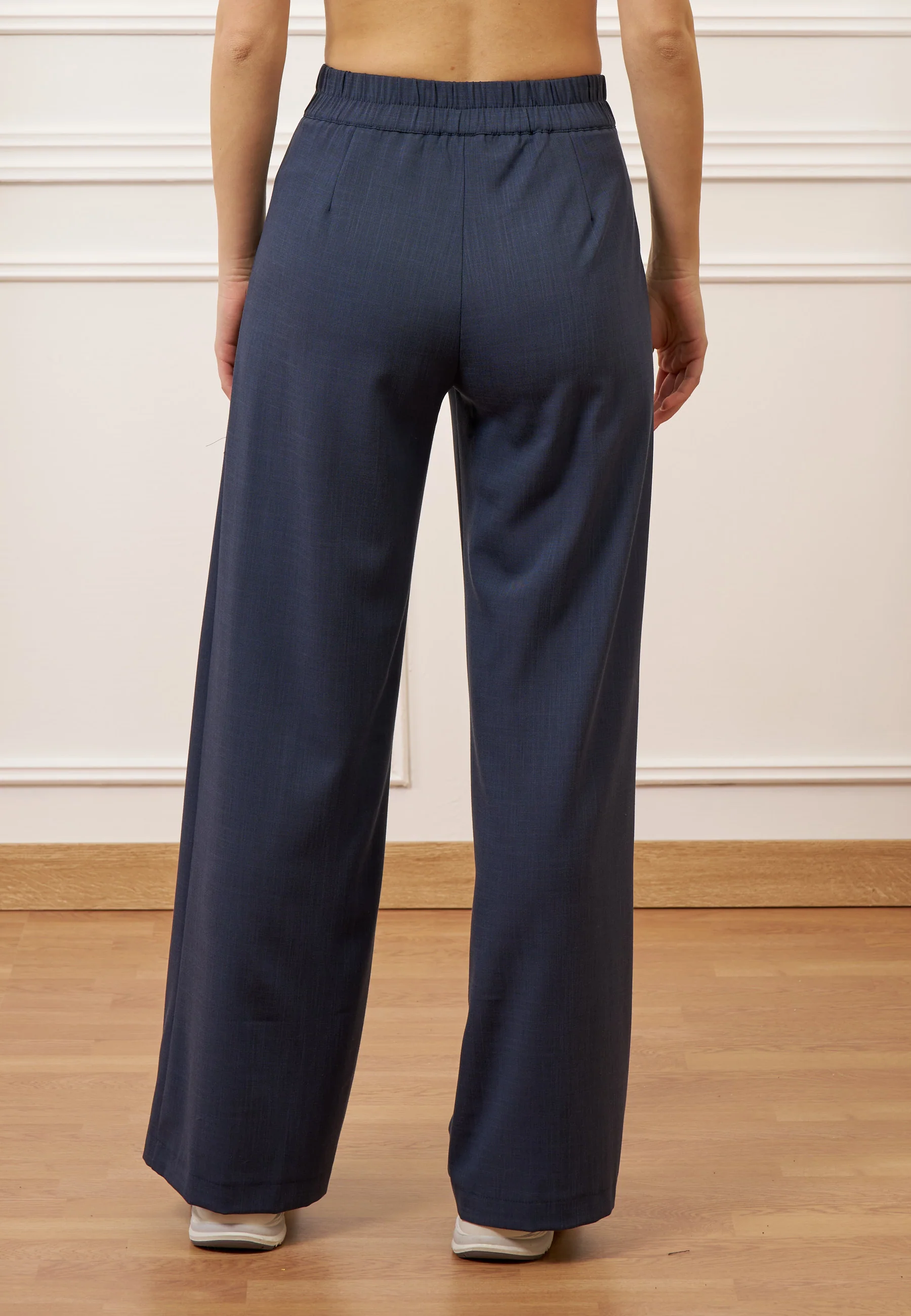 Pantalone palazzo con elastico sul retro - BLU - Image 5