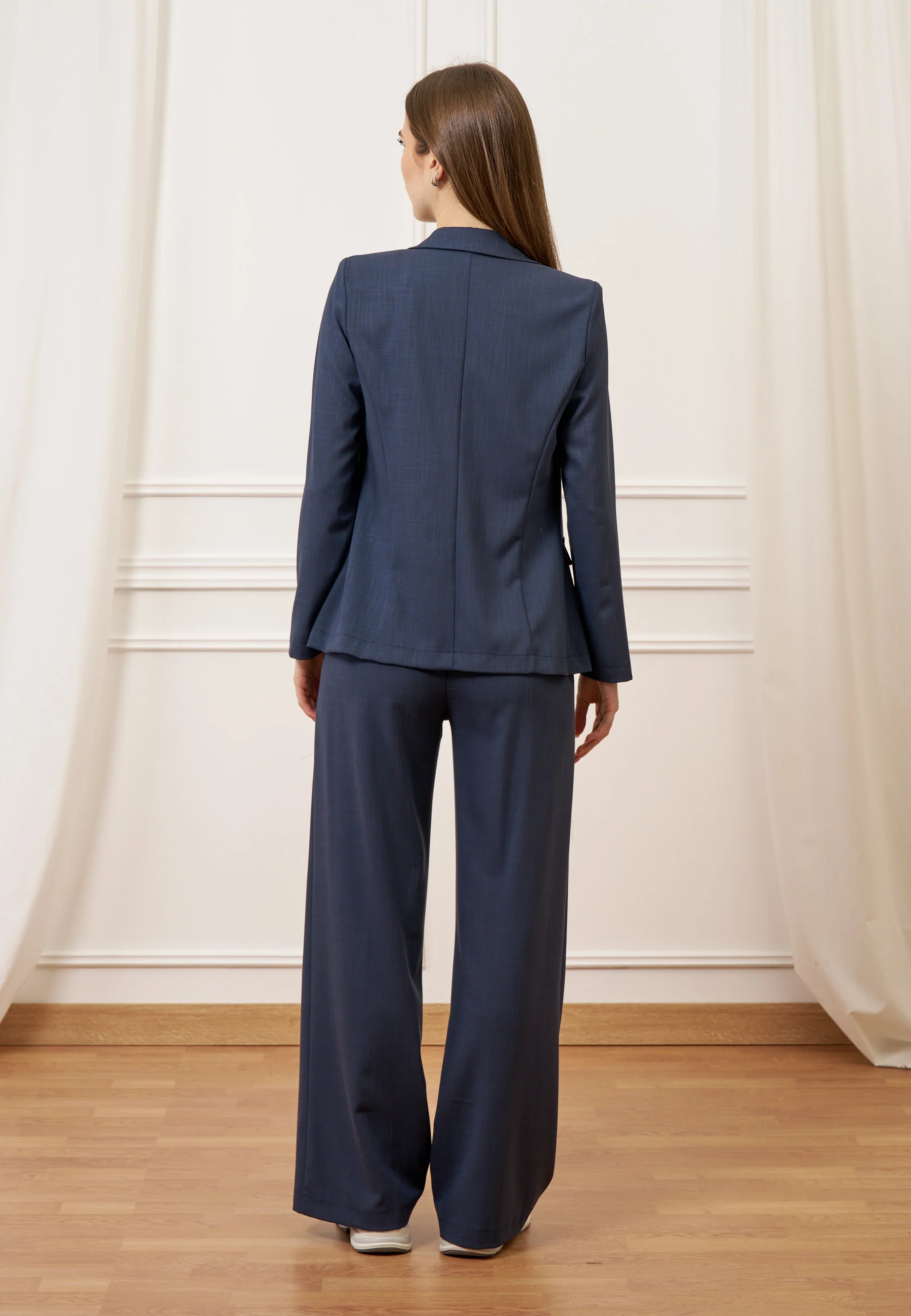 Pantalone palazzo con elastico sul retro - BLU - Image 6