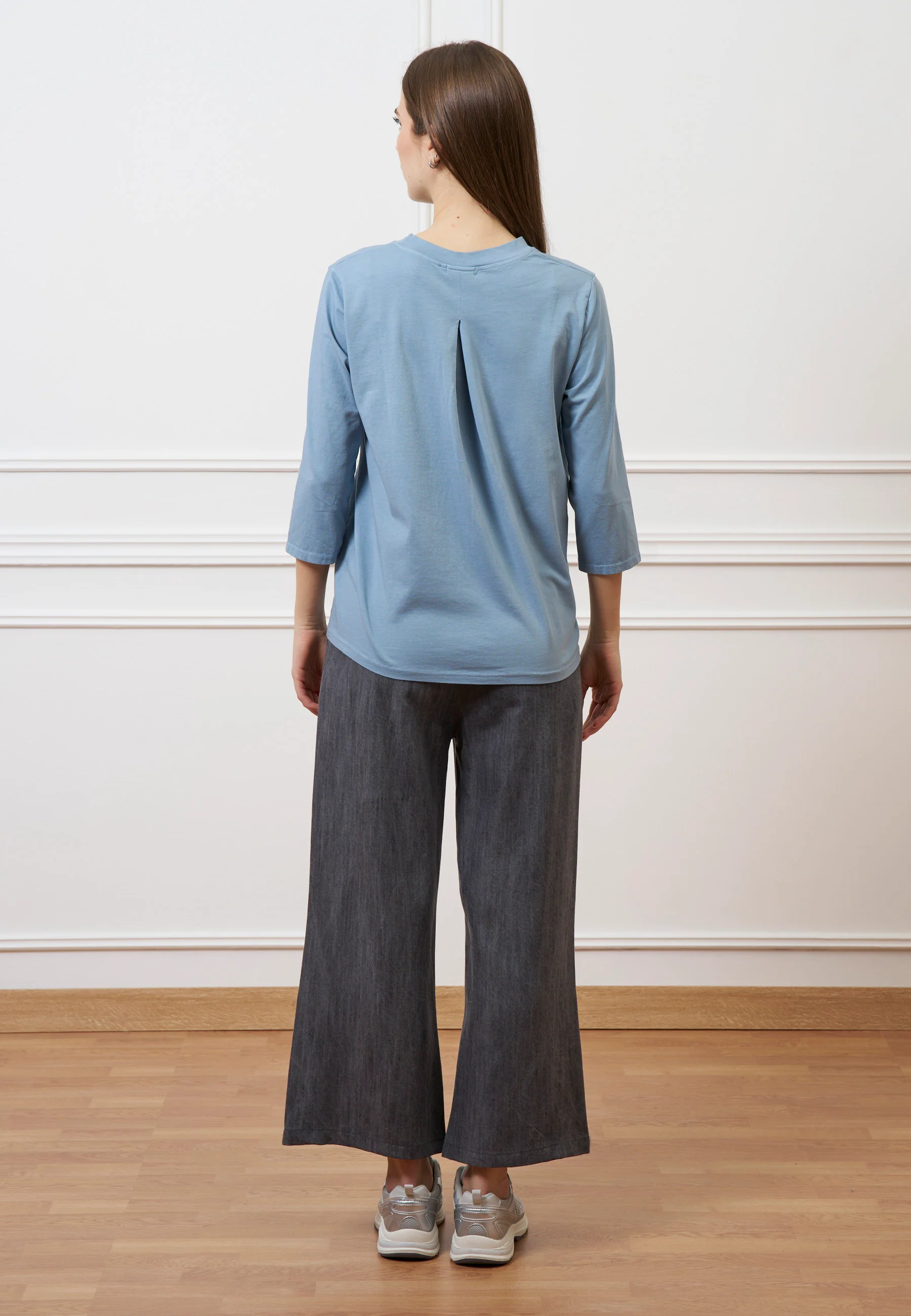 Pantalone palazzo in tencel - GRIGIO MEDIO - Image 12