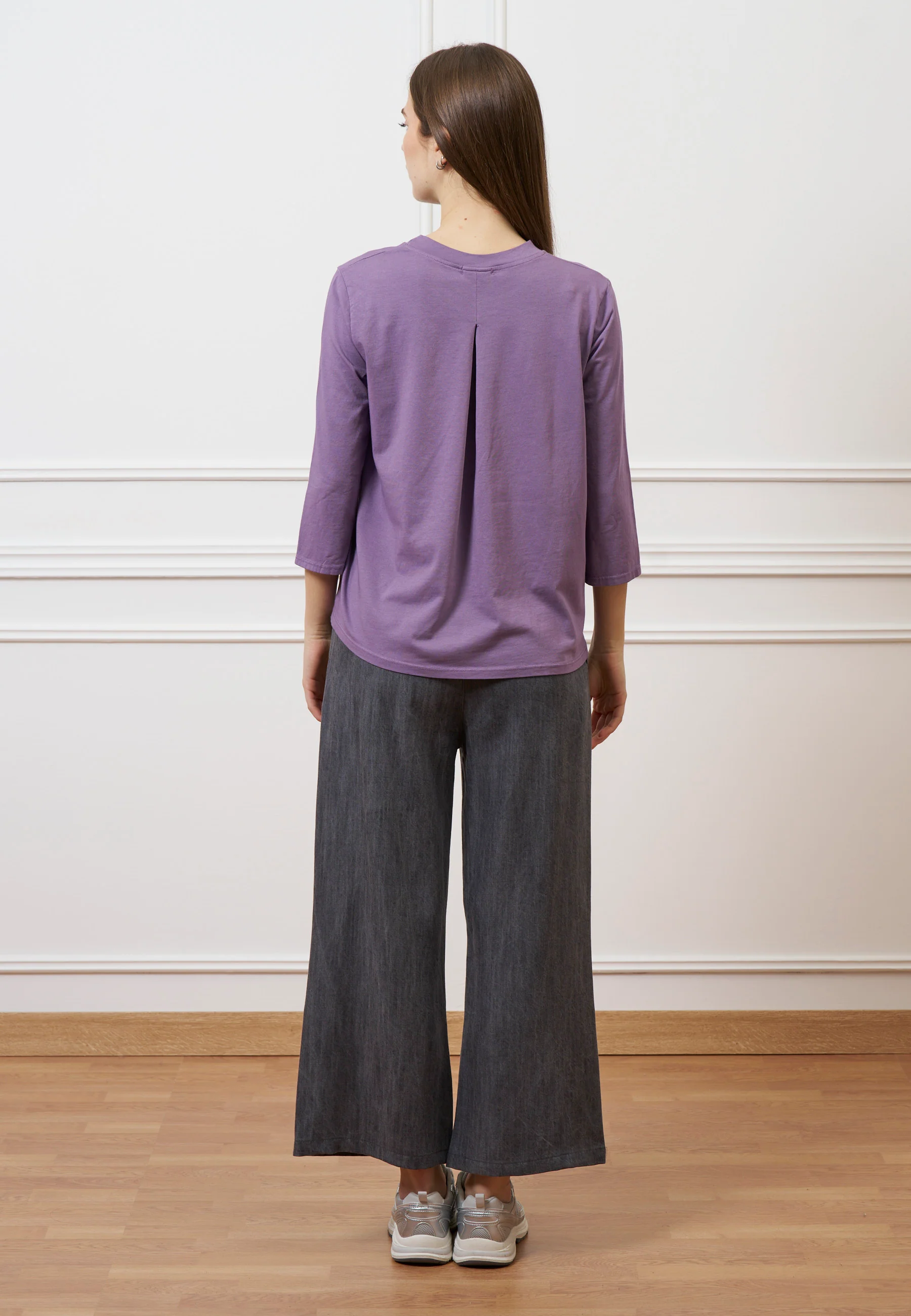 Pantalone palazzo in tencel - GRIGIO MEDIO - Image 15