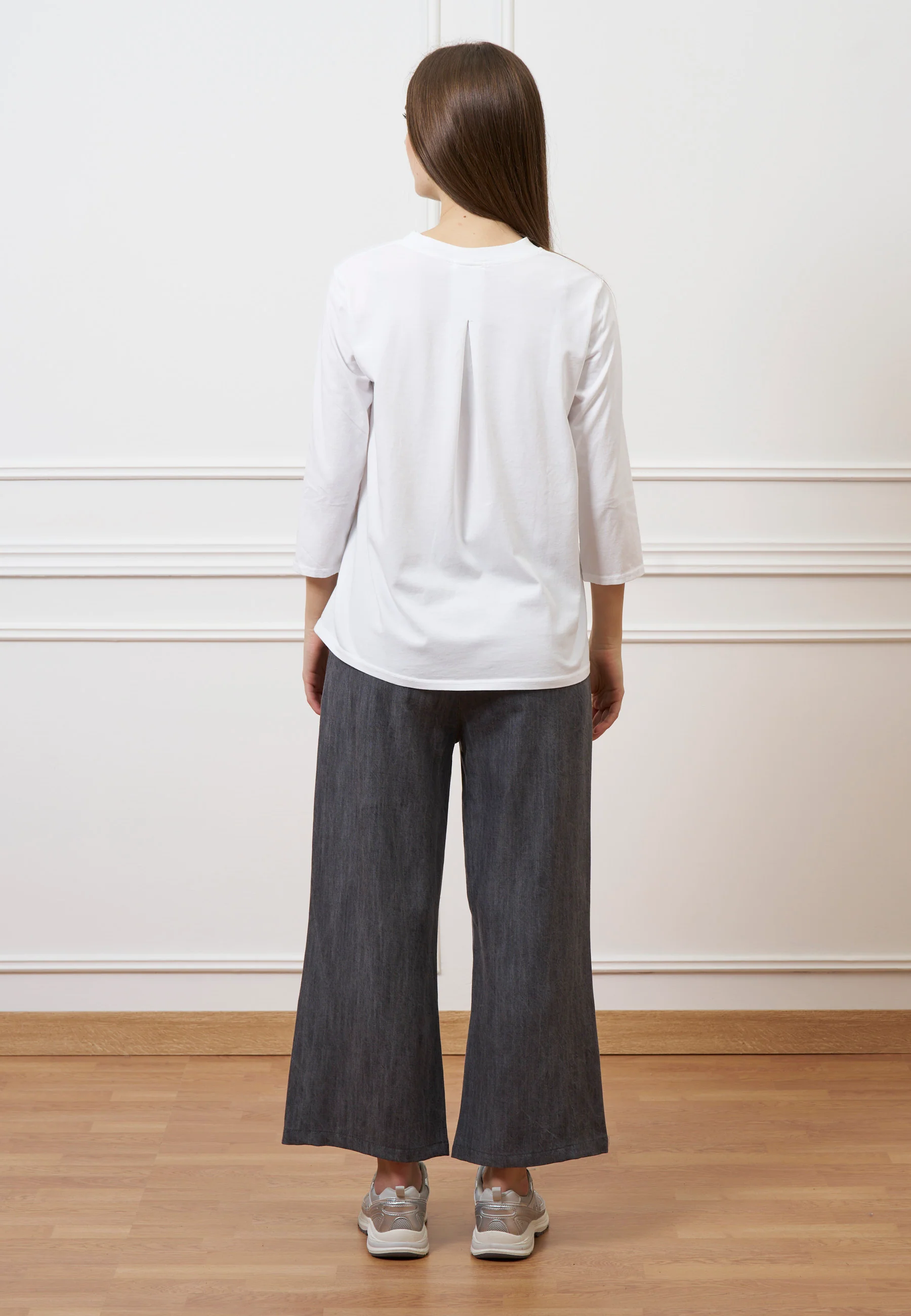 Pantalone palazzo in tencel - GRIGIO MEDIO - Image 9