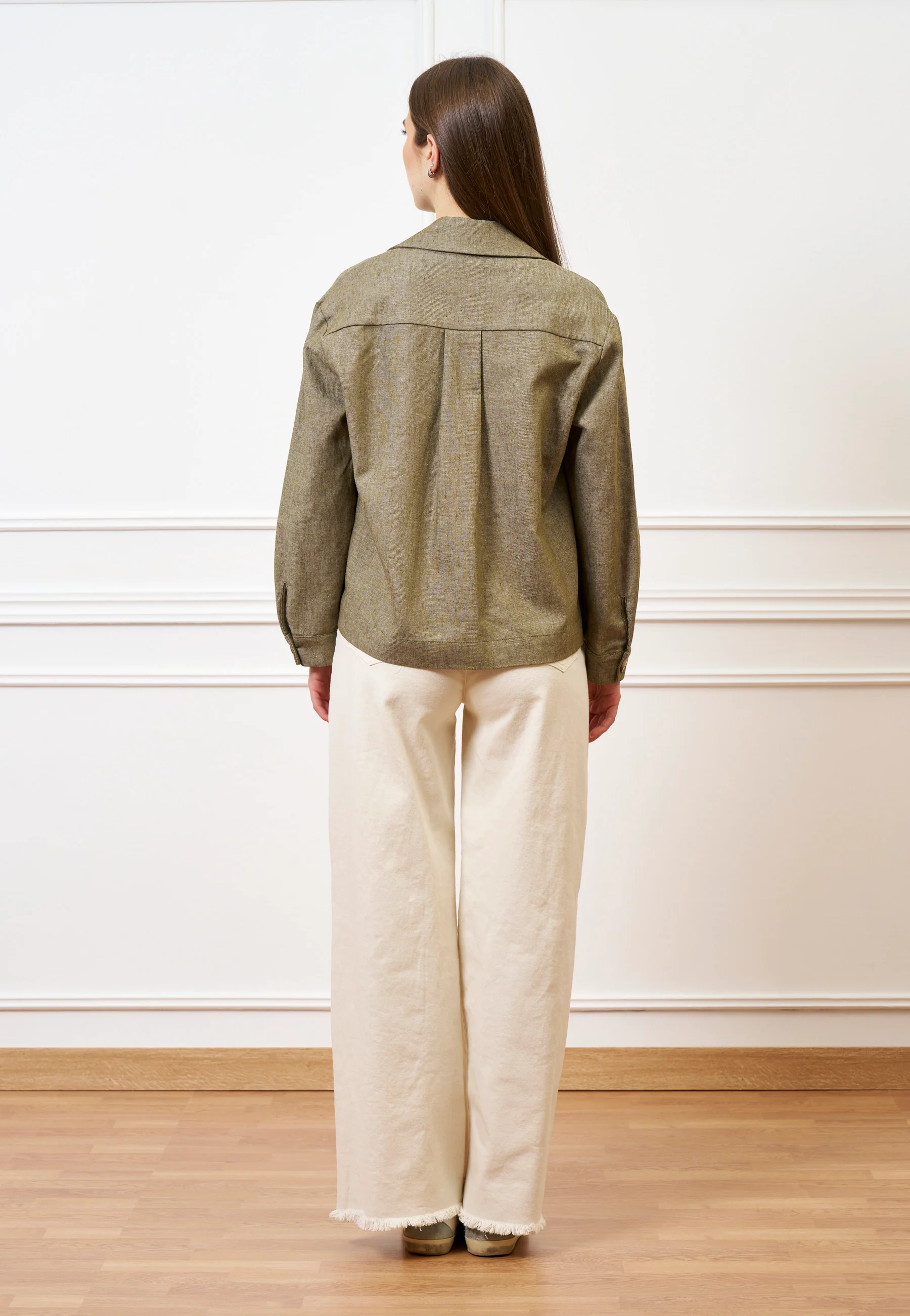 Pantalone palazzo orlo sfrangiato  - AVORIO - Image 10