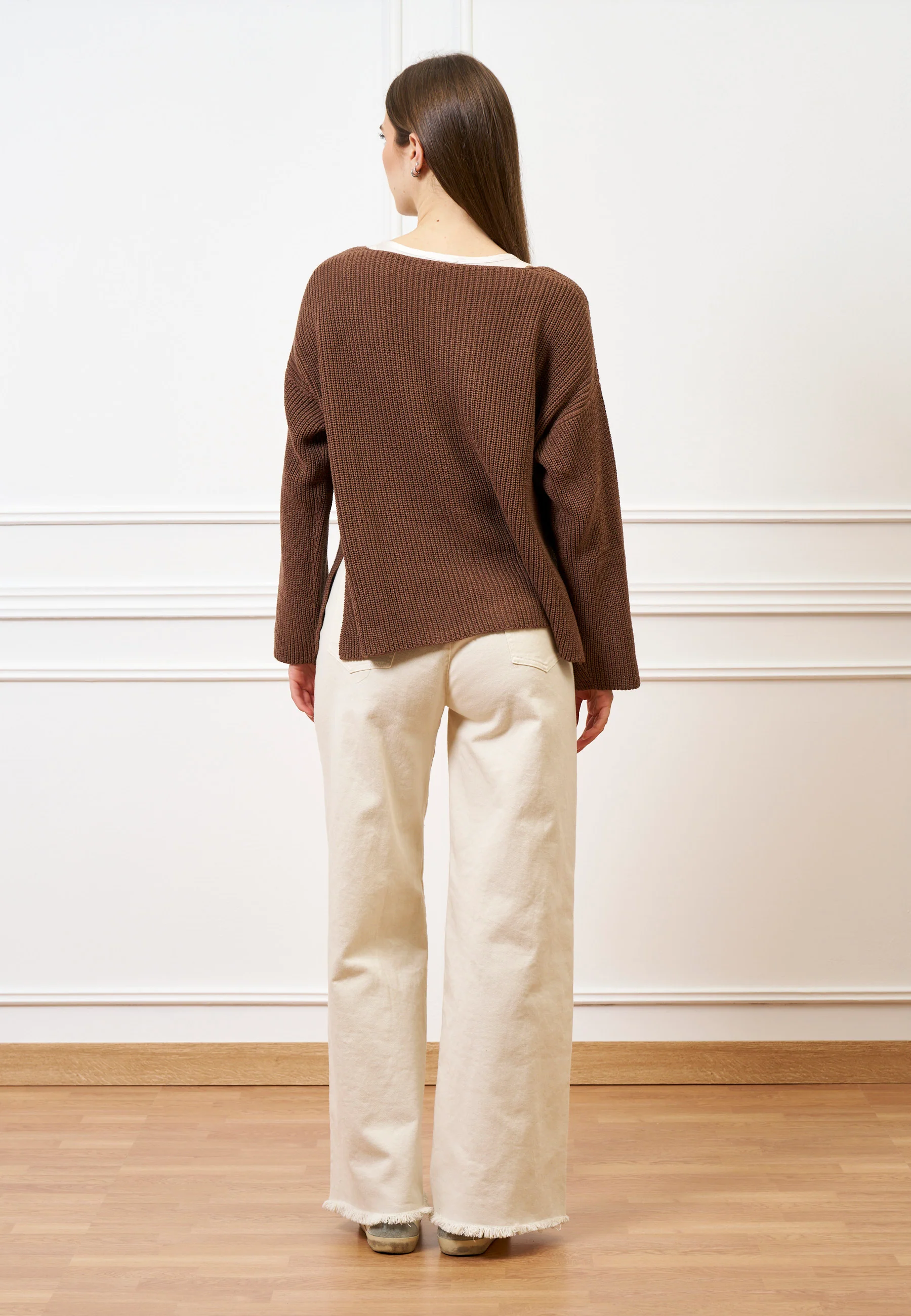 Pantalone palazzo orlo sfrangiato  - AVORIO - Image 16