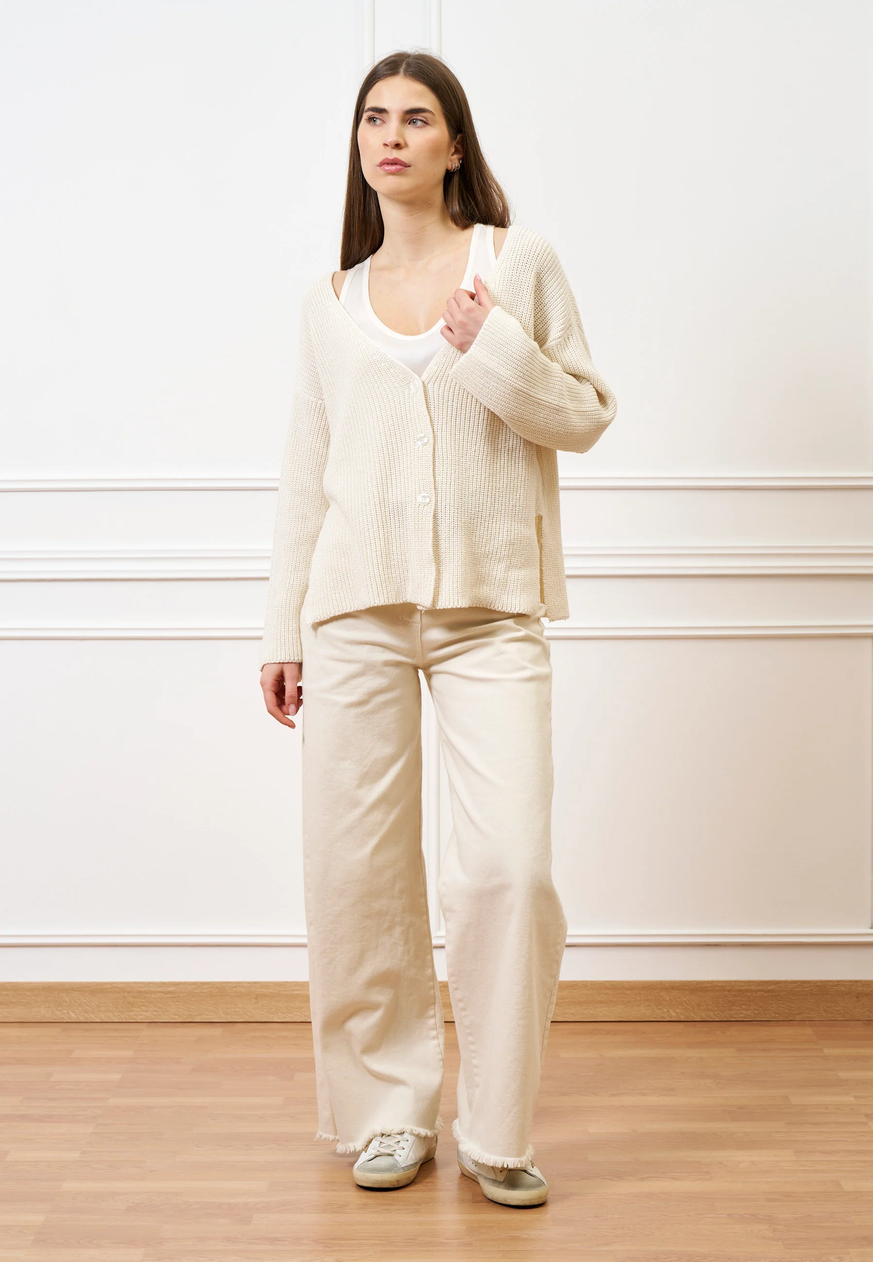Pantalone palazzo orlo sfrangiato  - AVORIO - Image 18