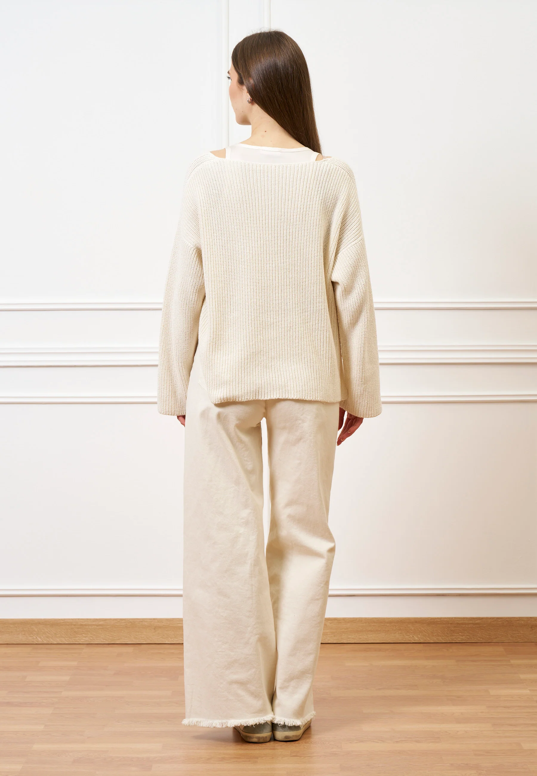 Pantalone palazzo orlo sfrangiato  - AVORIO - Image 19