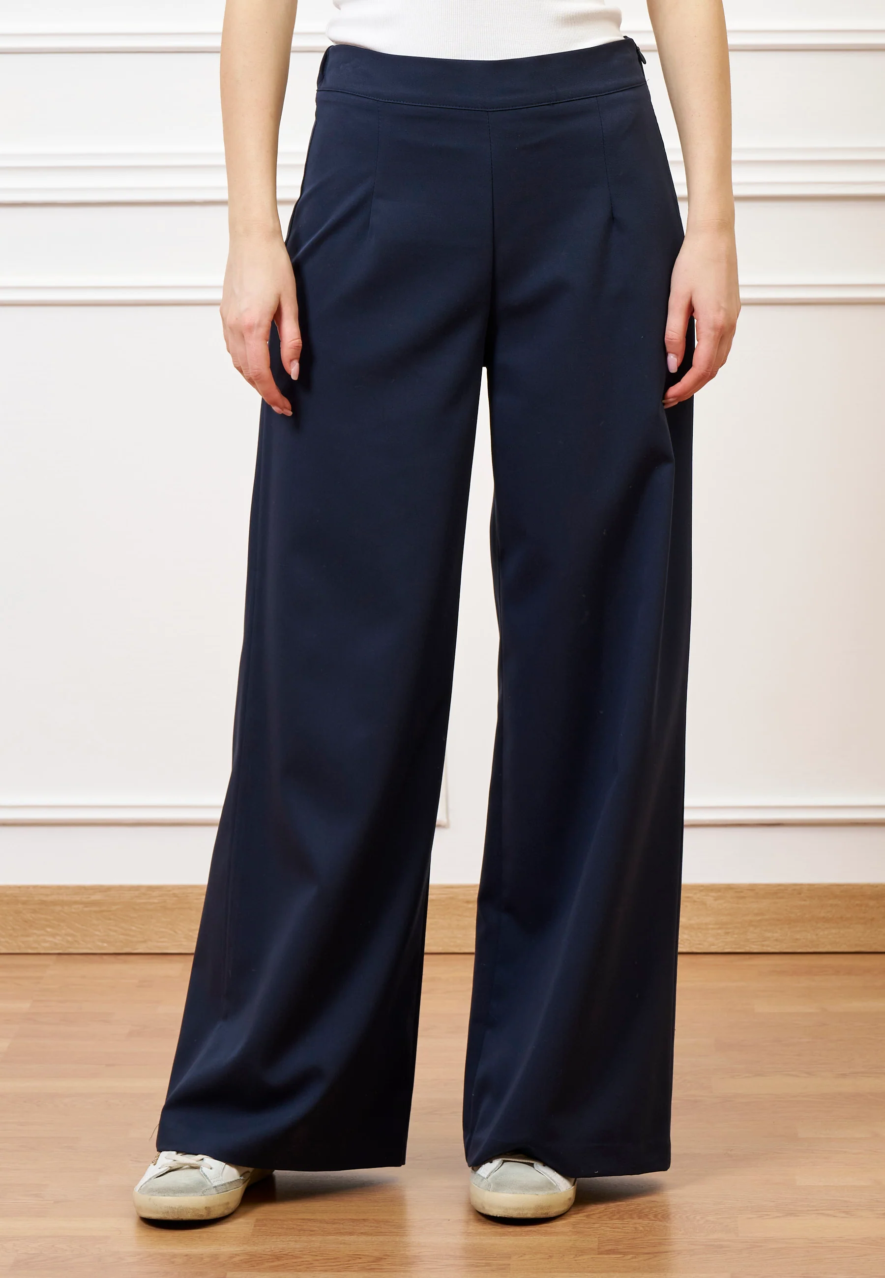 Pantalone palazzo zip sul fianco - BLU - Image 2