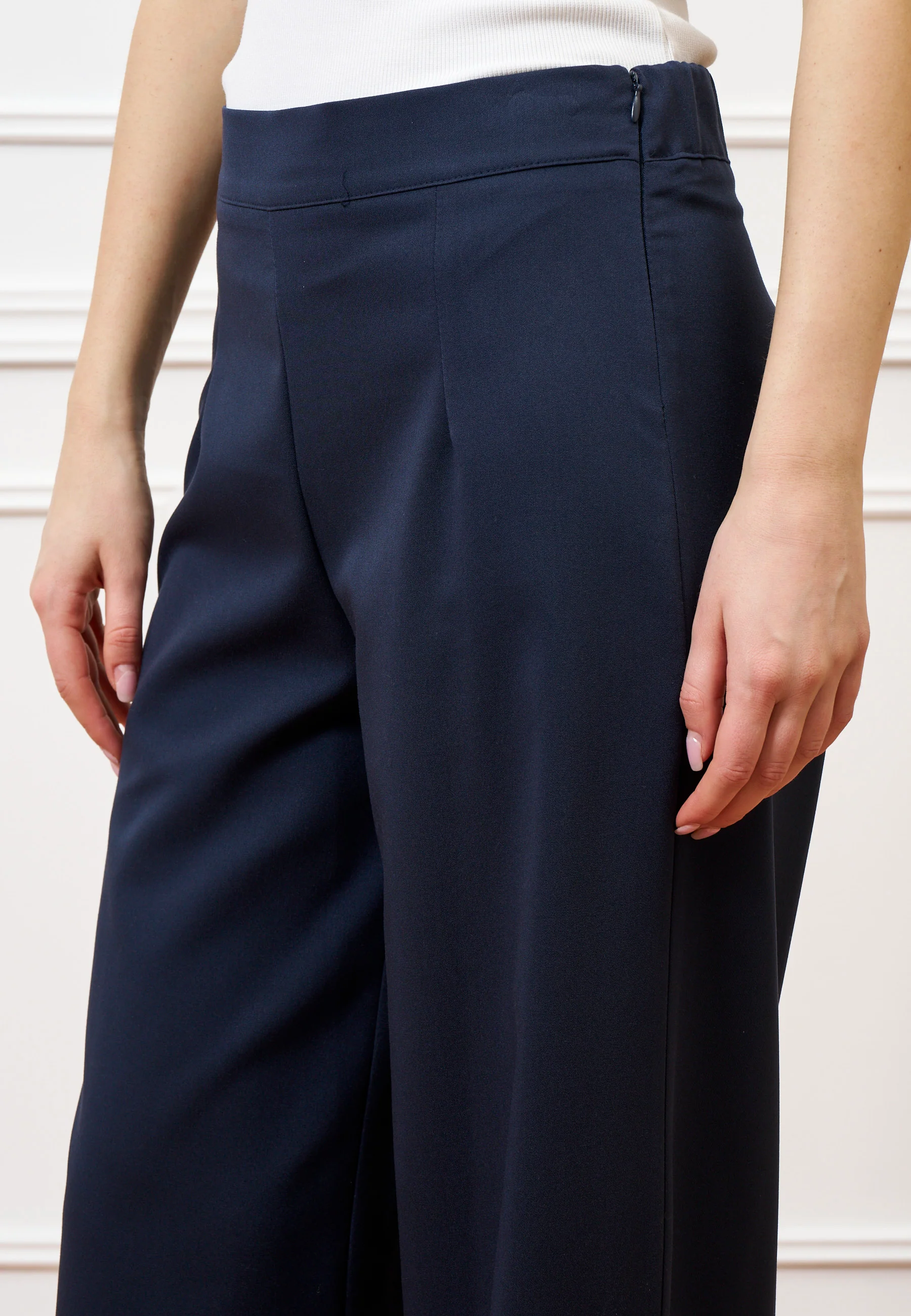 Pantalone palazzo zip sul fianco - BLU - Image 7