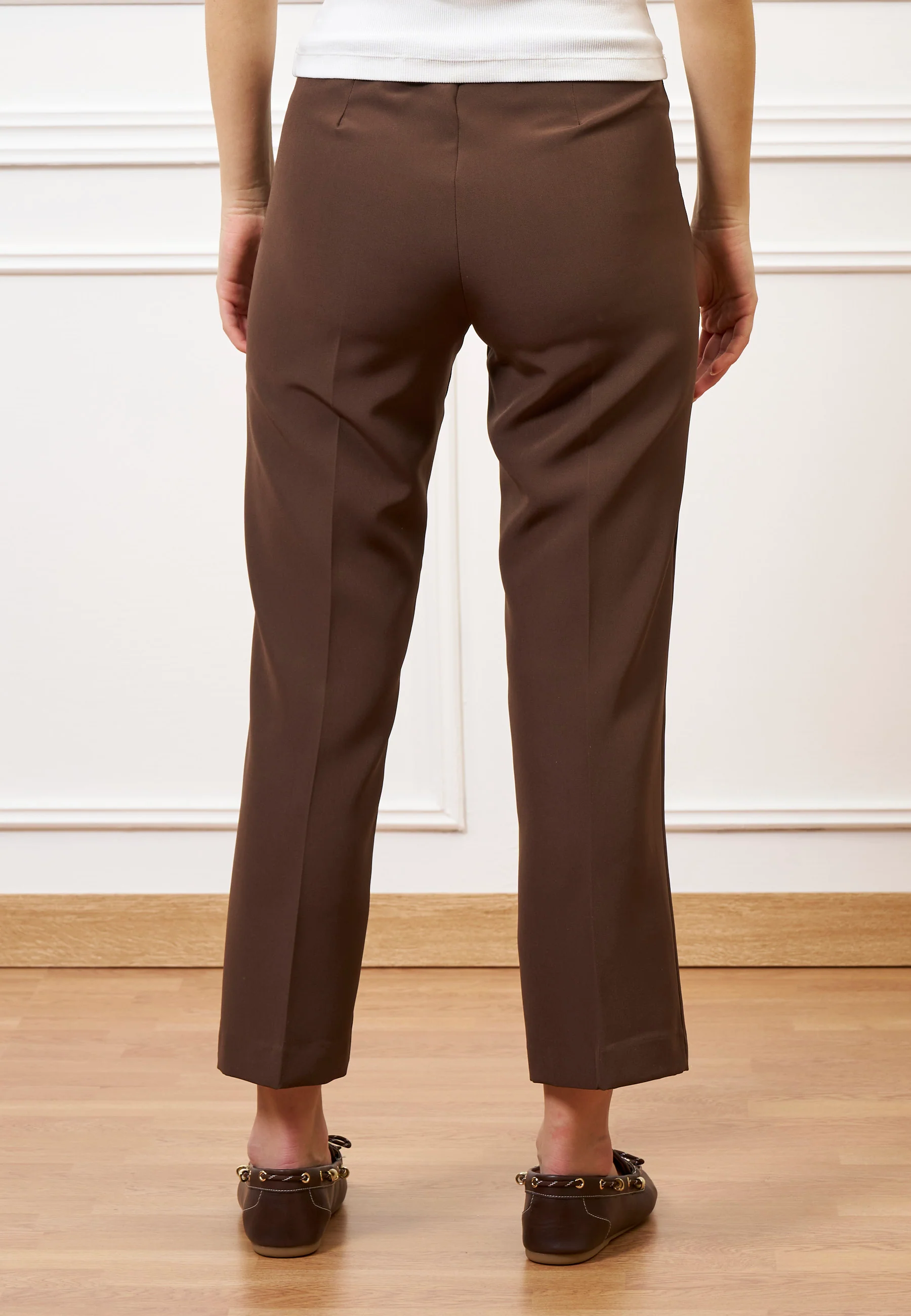 Pantalone slim alla caviglia - MARRONE - Image 4