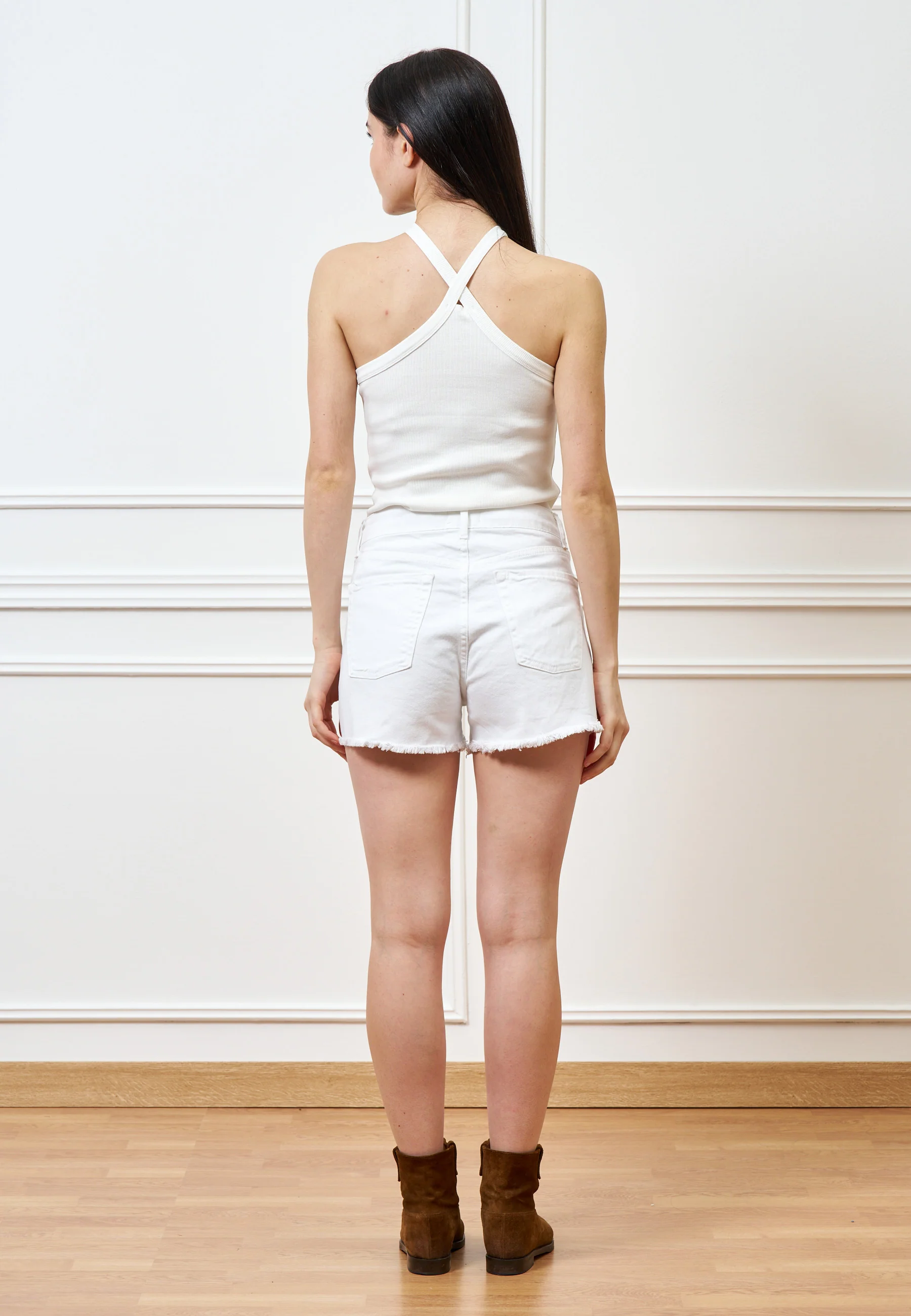 Shorts con fondo sfrangiato - BIANCO - Image 7