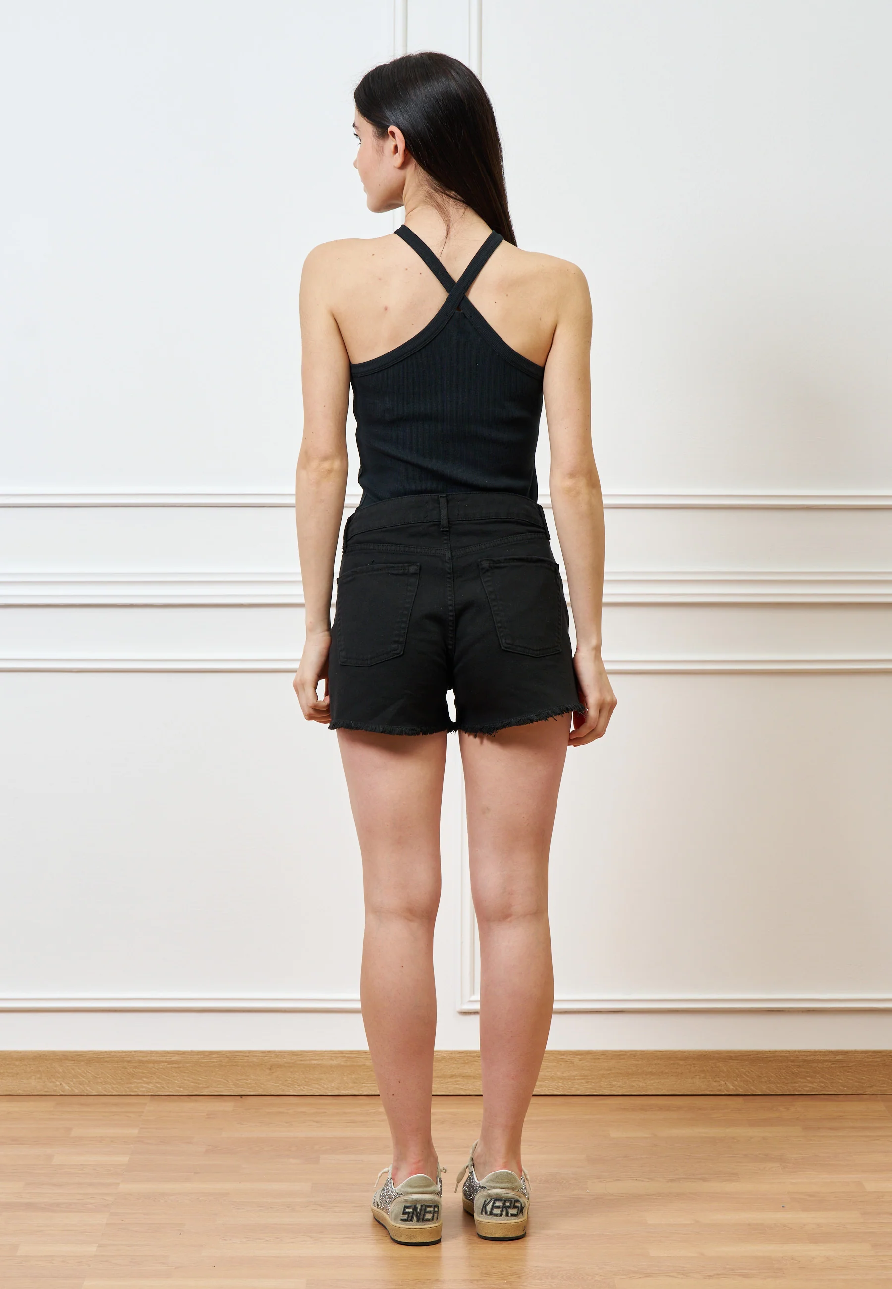 Shorts con fondo sfrangiato - NERO - Image 7