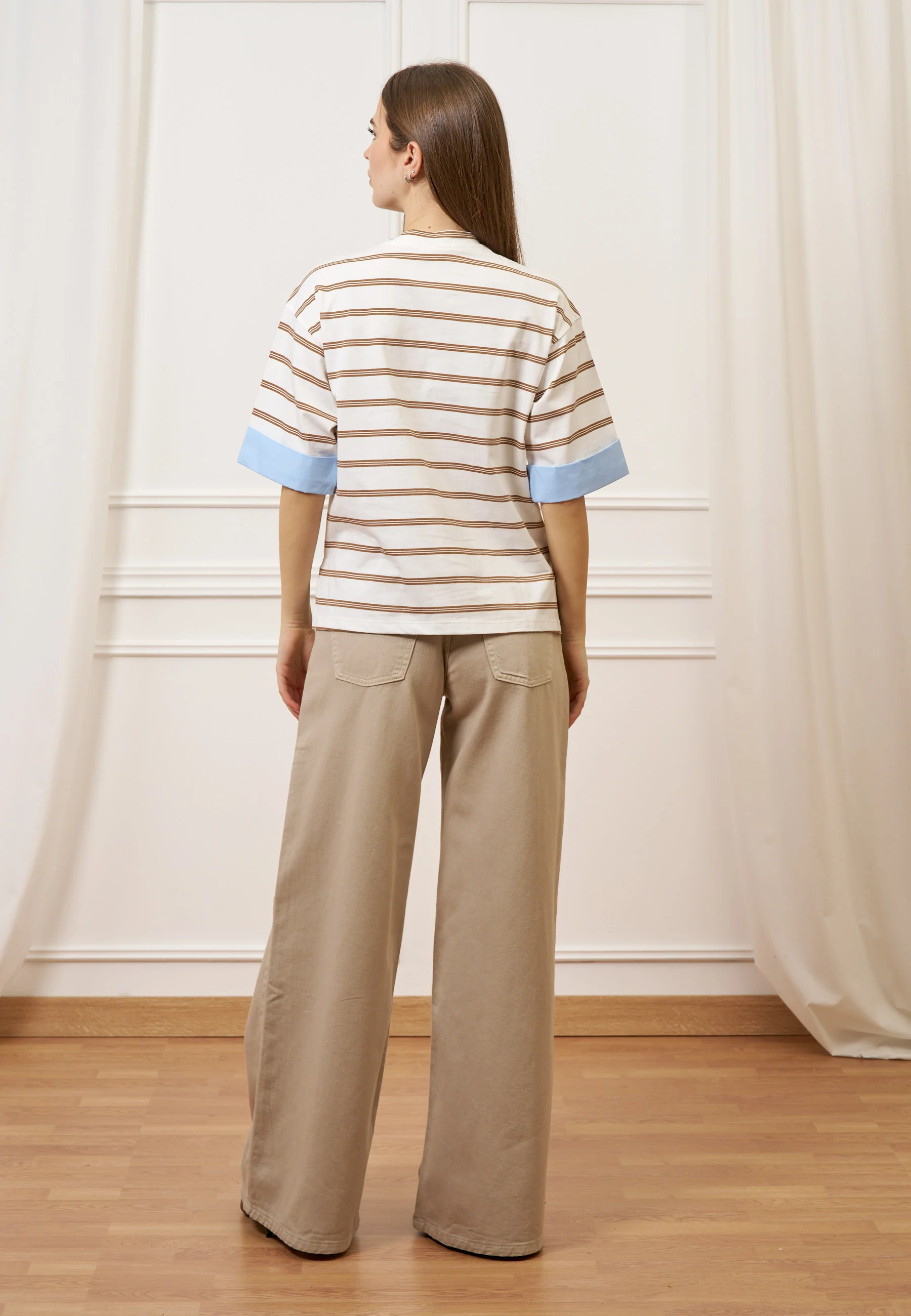 T-shirt a righe con gioiello - AVORIO/BEIGE - Image 4
