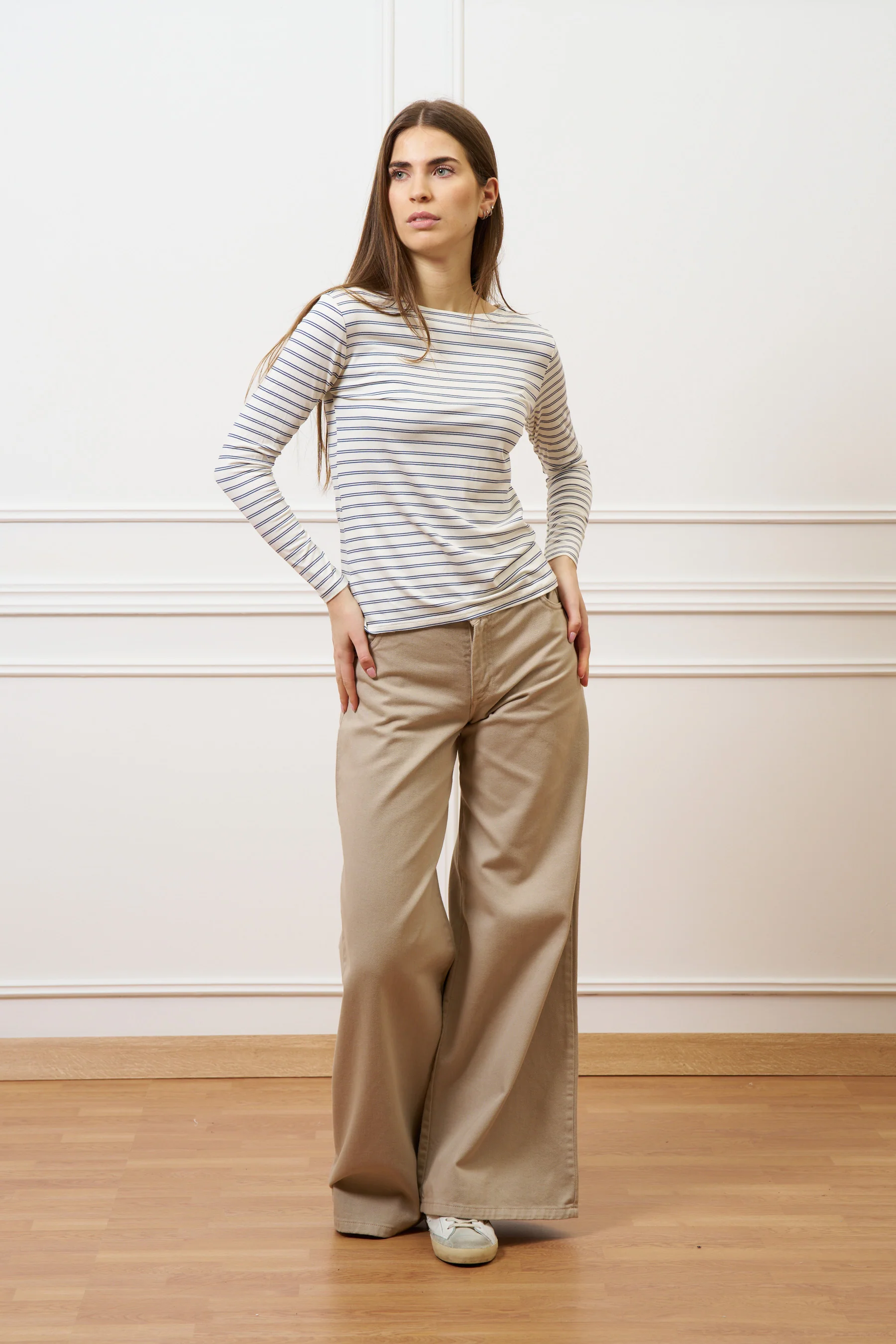 T-shirt a righe con maniche lunghe - AVORIO/AVIO - Image 2