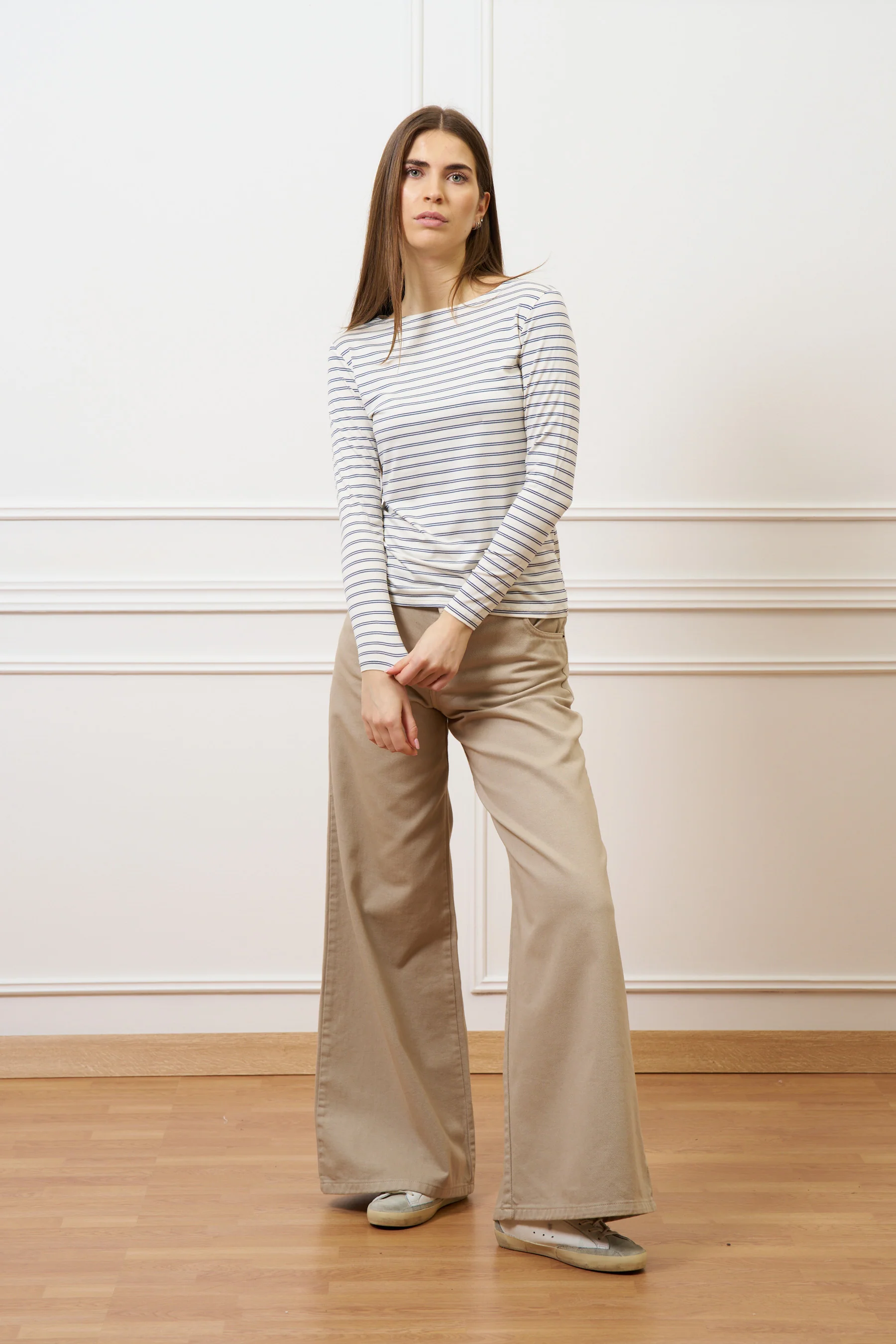 T-shirt a righe con maniche lunghe - AVORIO/AVIO - Image 3