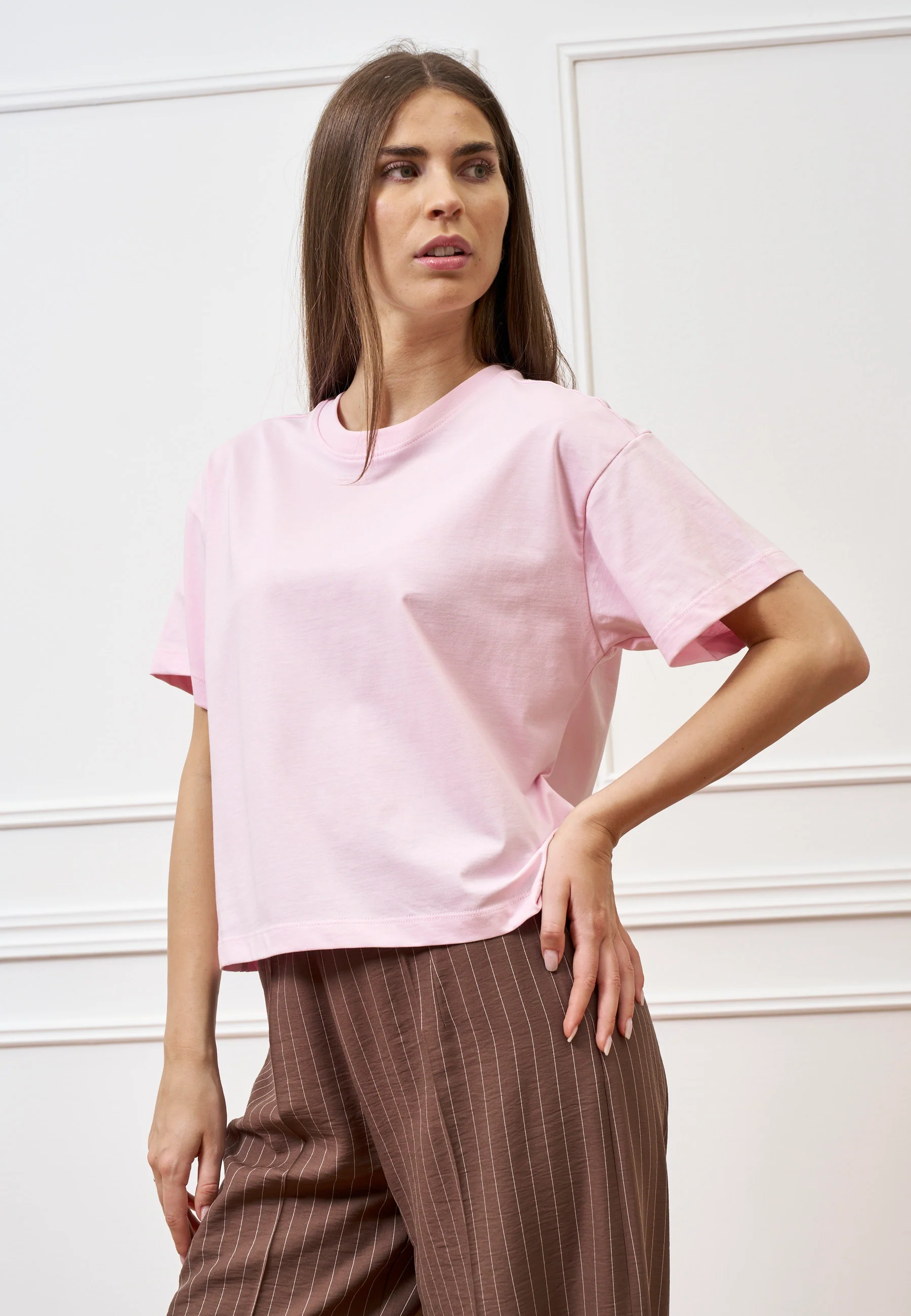 T-shirt basica tinta unita - ROSA - Image 2