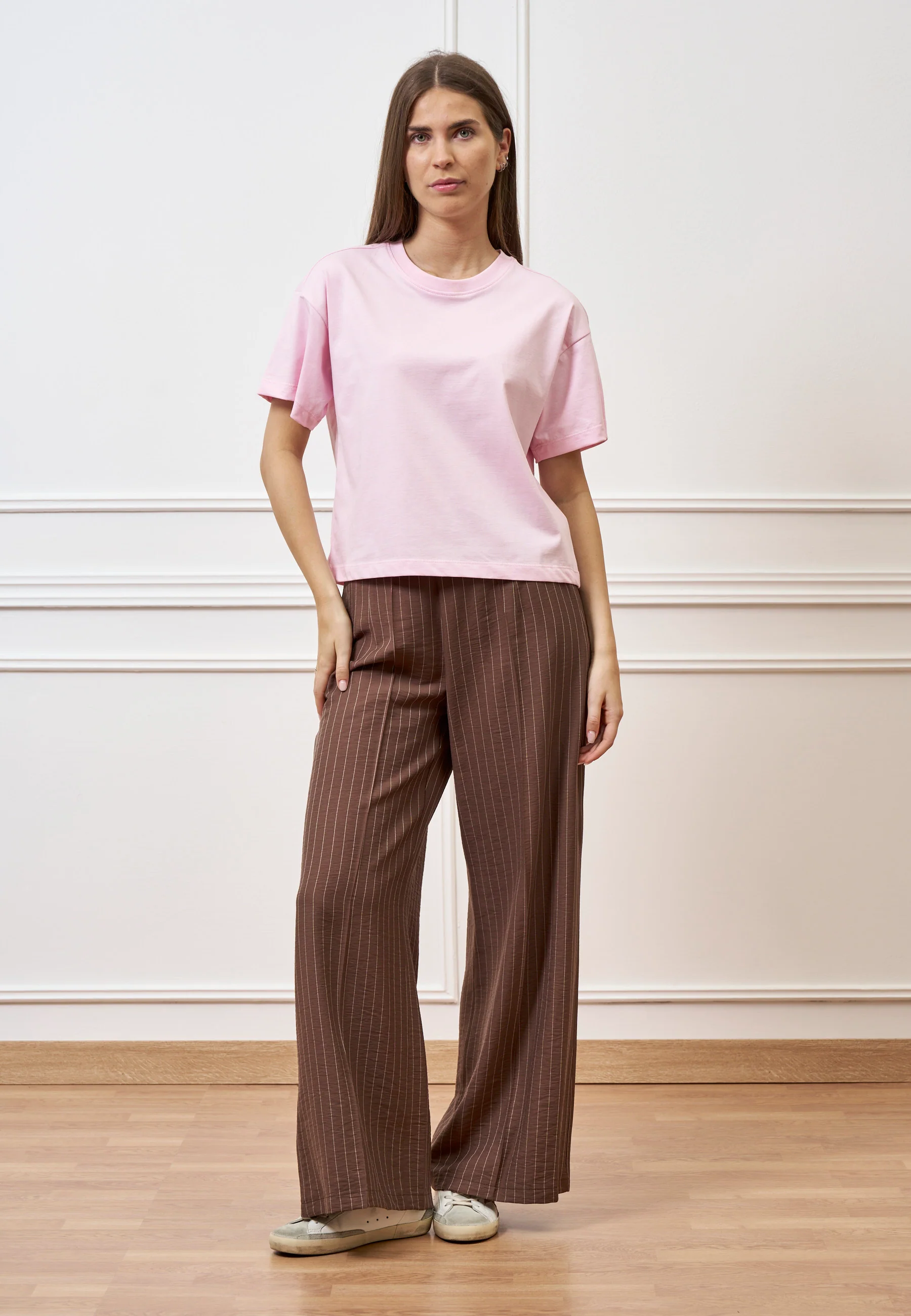T-shirt basica tinta unita - ROSA - Image 3
