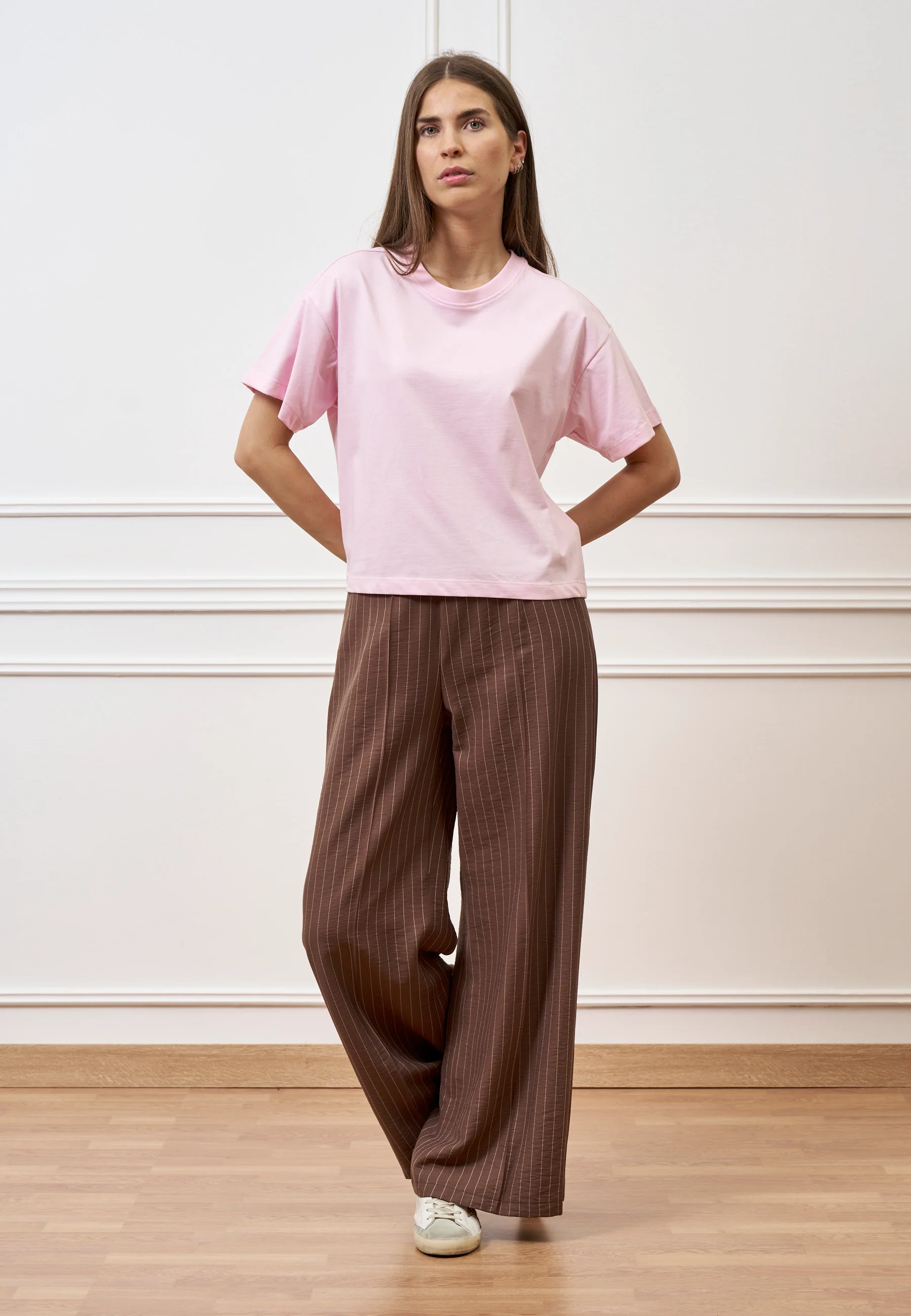 T-shirt basica tinta unita - ROSA - Image 4
