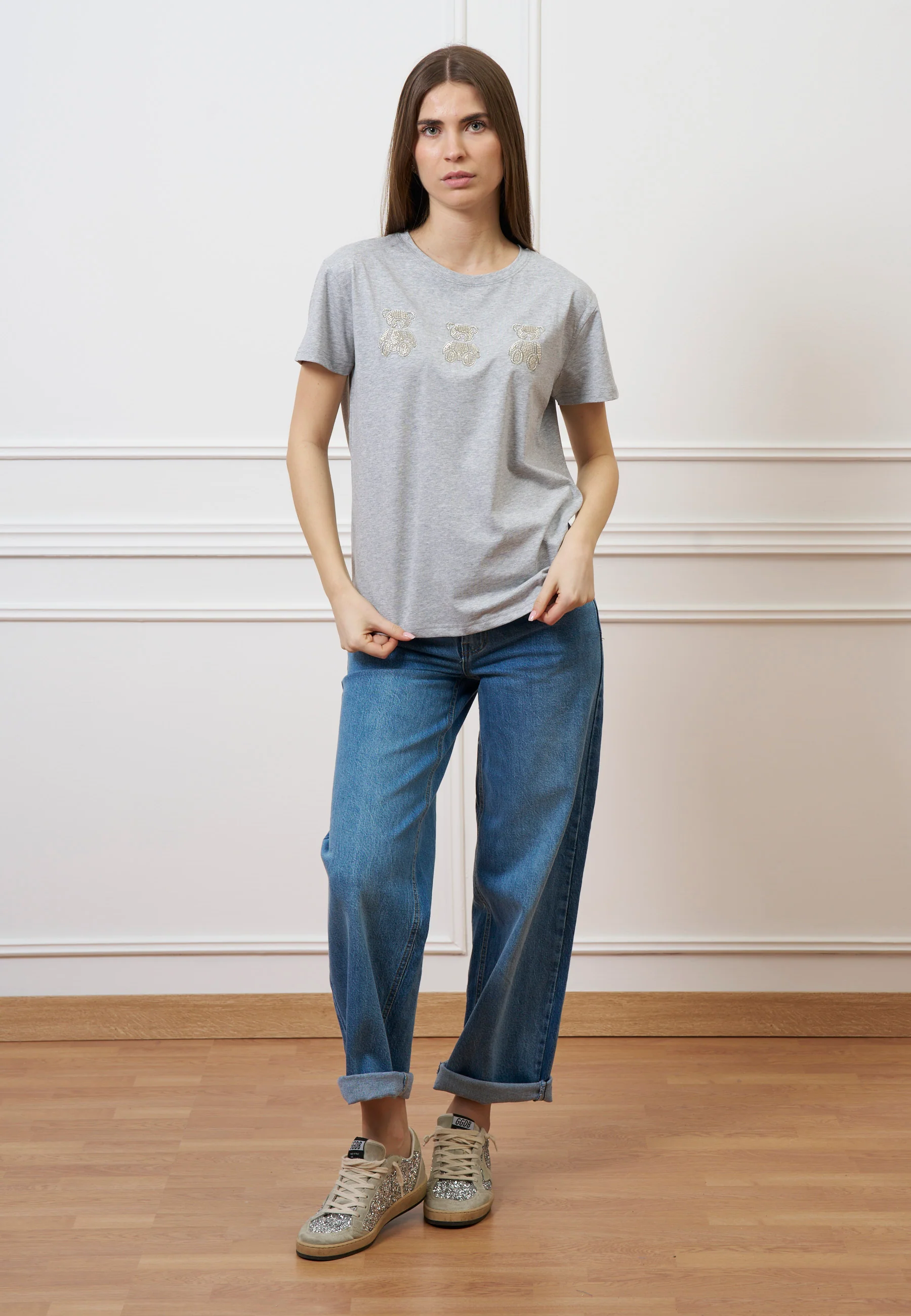 T-shirt con orsetti perline - GRIGIO MEDIO - Image 4