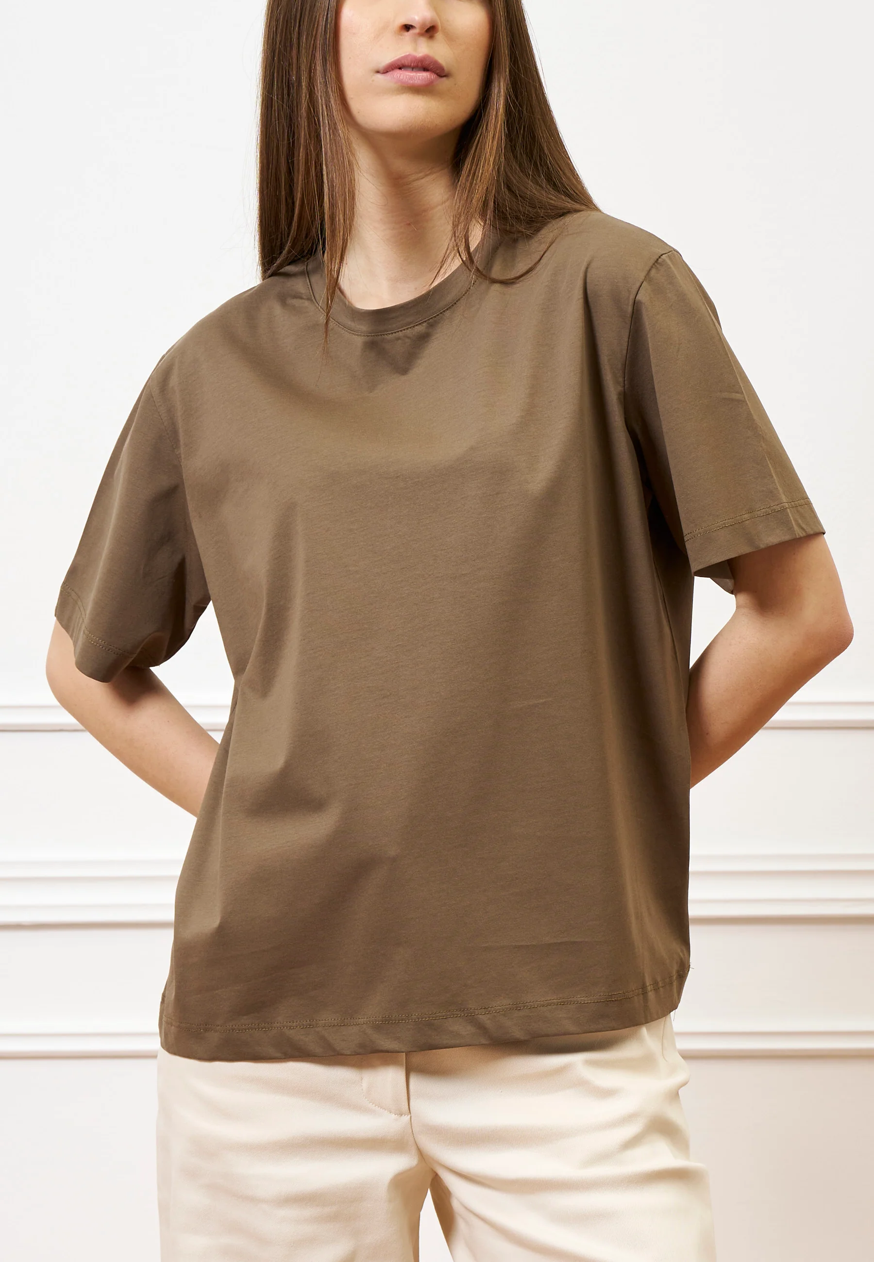T-shirt in cotone mercerizzato - NOCCIOLA