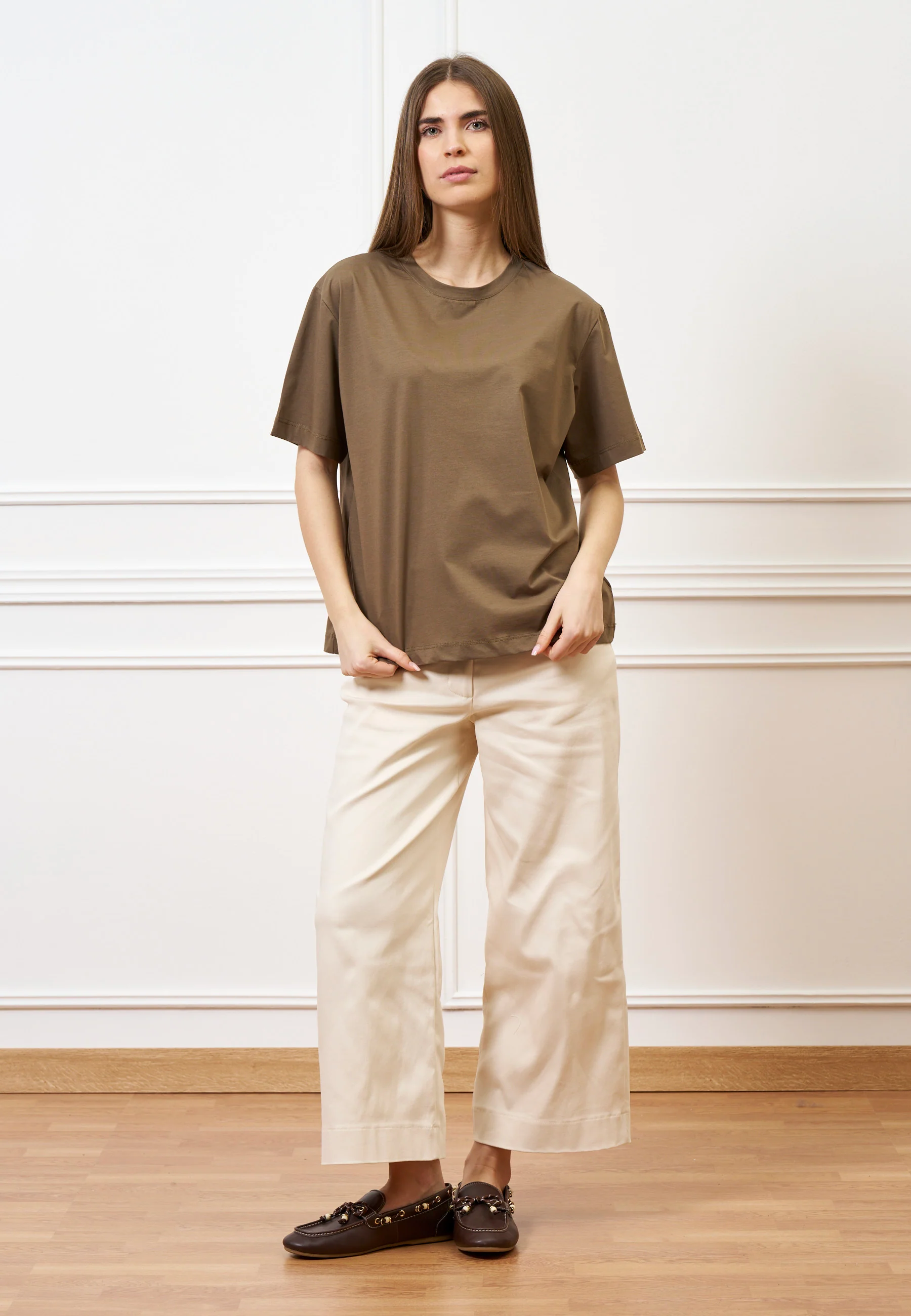 T-shirt in cotone mercerizzato - NOCCIOLA - Image 2