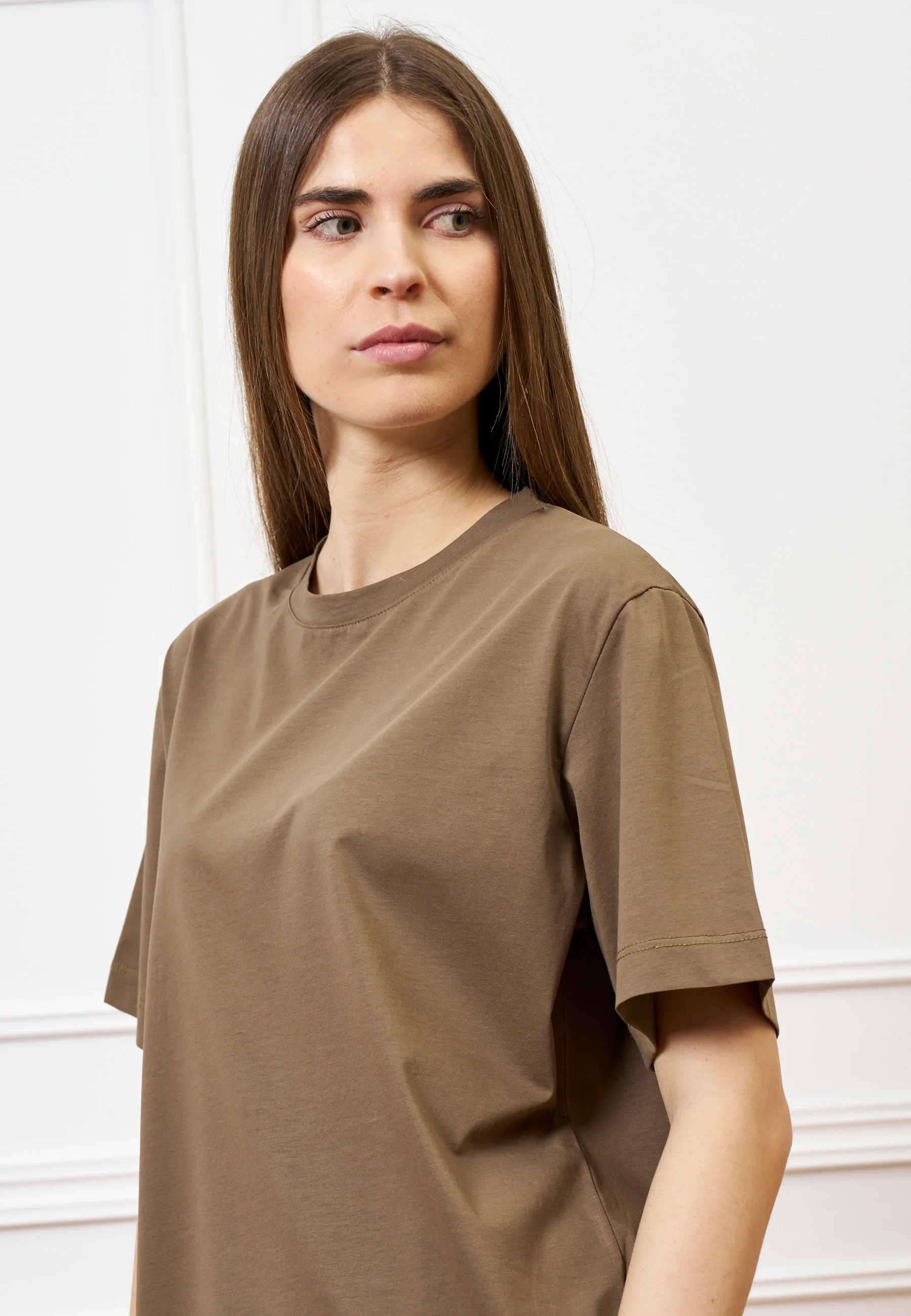 T-shirt in cotone mercerizzato - NOCCIOLA - Image 3