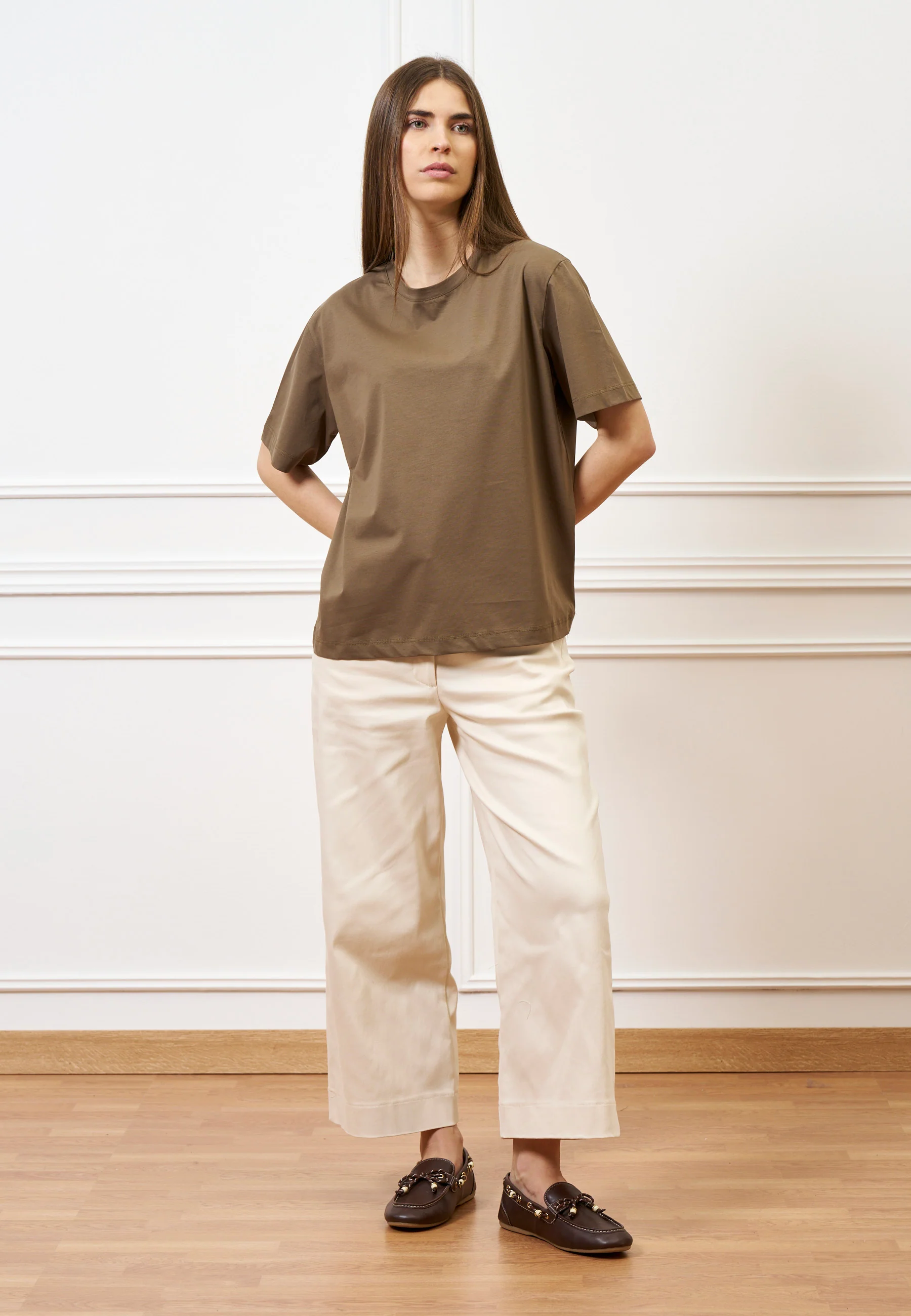 T-shirt in cotone mercerizzato - NOCCIOLA - Image 4
