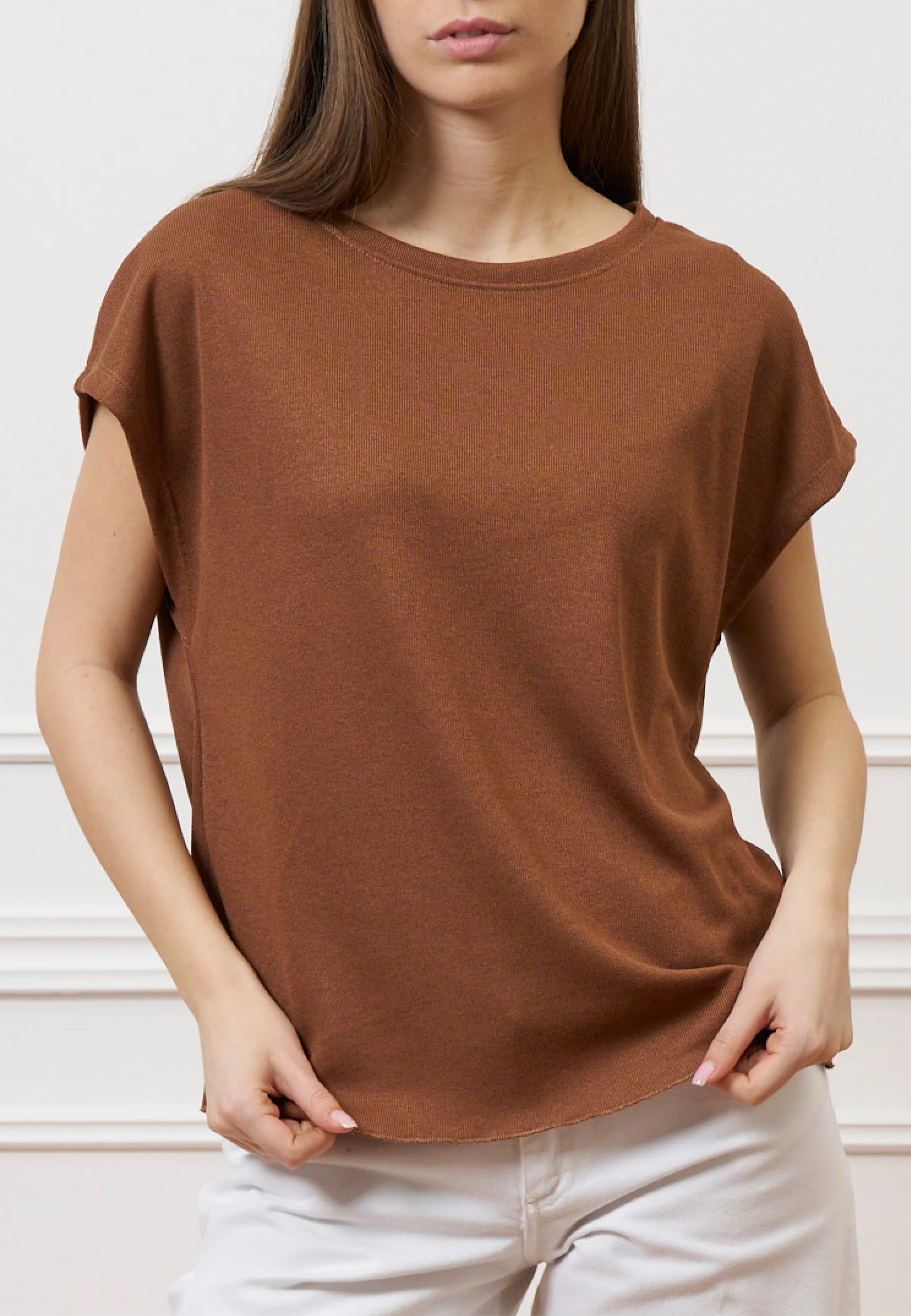 T-shirt over manica kimono - CAMMELLO