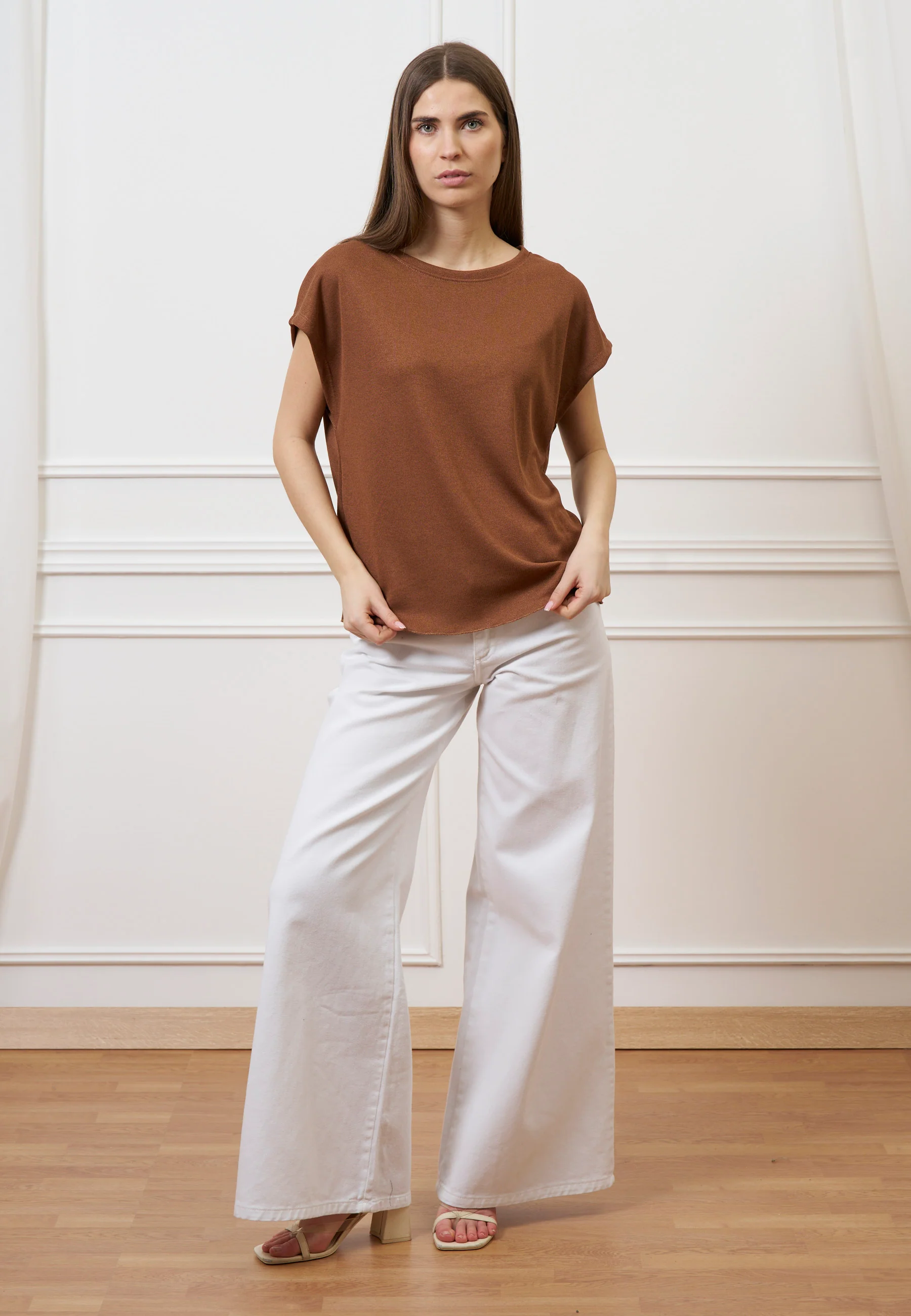 T-shirt over manica kimono - CAMMELLO - Image 5